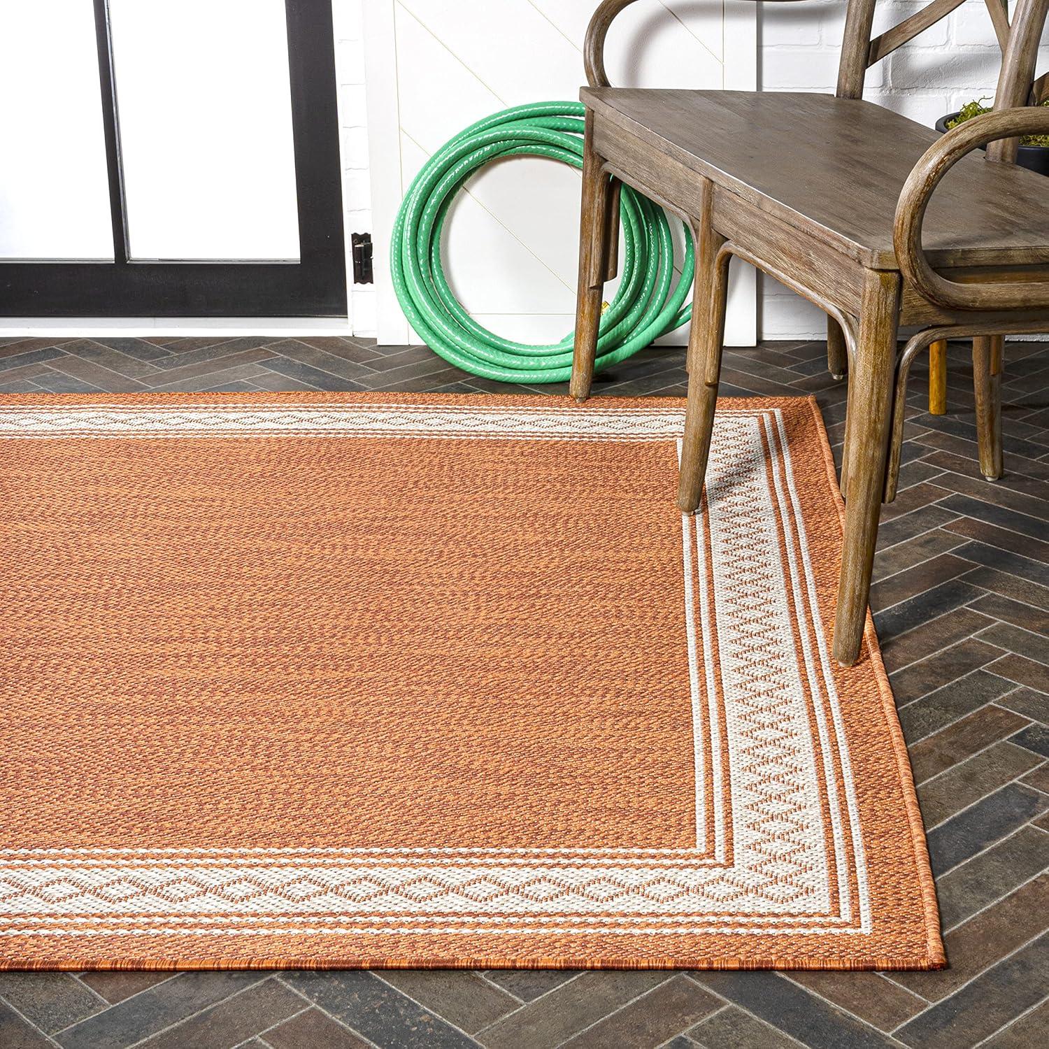 imageJONATHAN Y Diamond Border Indoor Outdoor Runner Rug 2X8 CreamOrange Lucia Classic for Backyard Patio Porch EasyCleaning High Traffic PetFriendly NonShedding SMB207F28OrangeCream