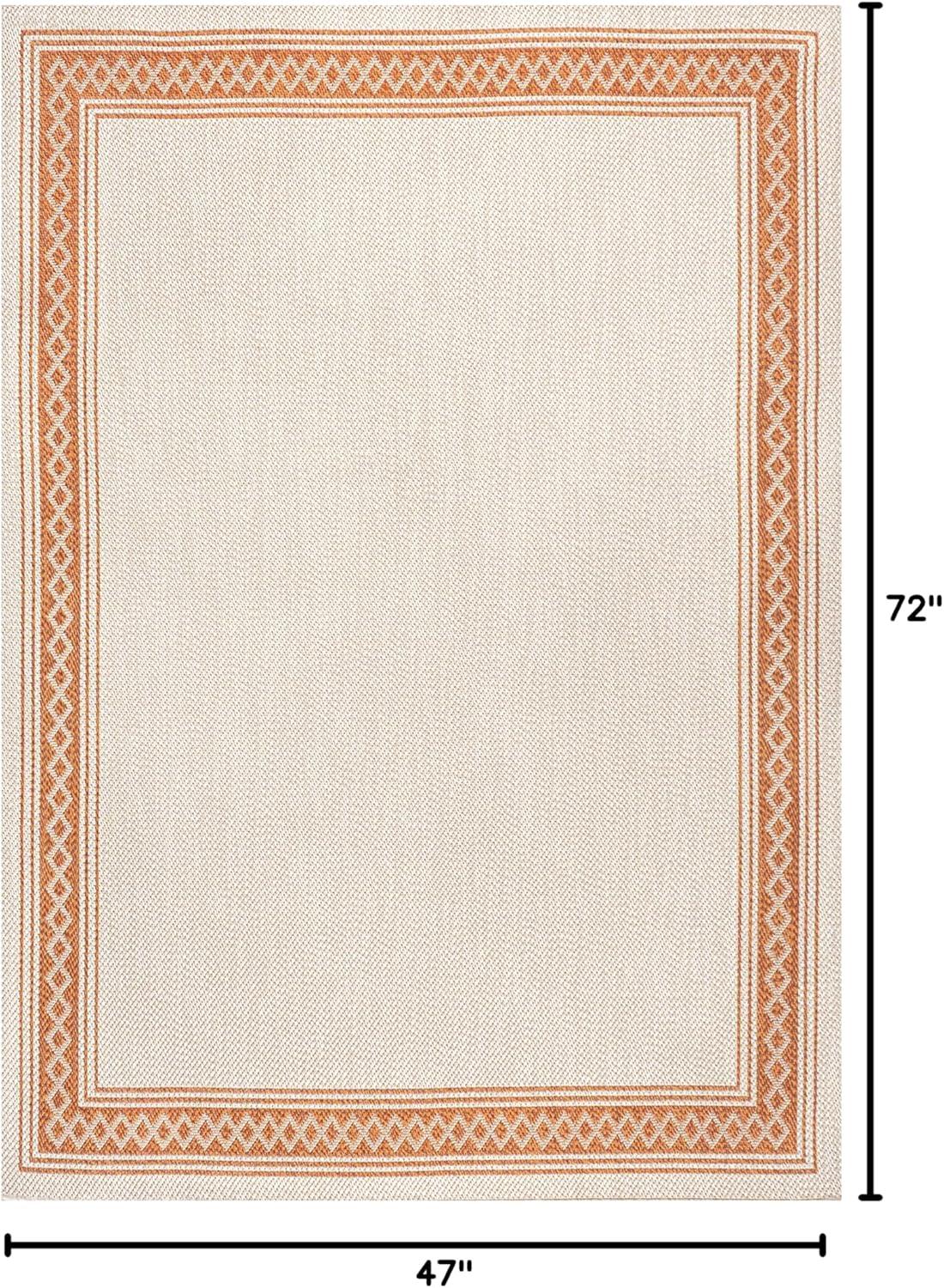 imageJONATHAN Y Diamond Border Indoor Outdoor Runner Rug 2X8 CreamOrange Lucia Classic for Backyard Patio Porch EasyCleaning High Traffic PetFriendly NonShedding SMB207F28CreamOrange