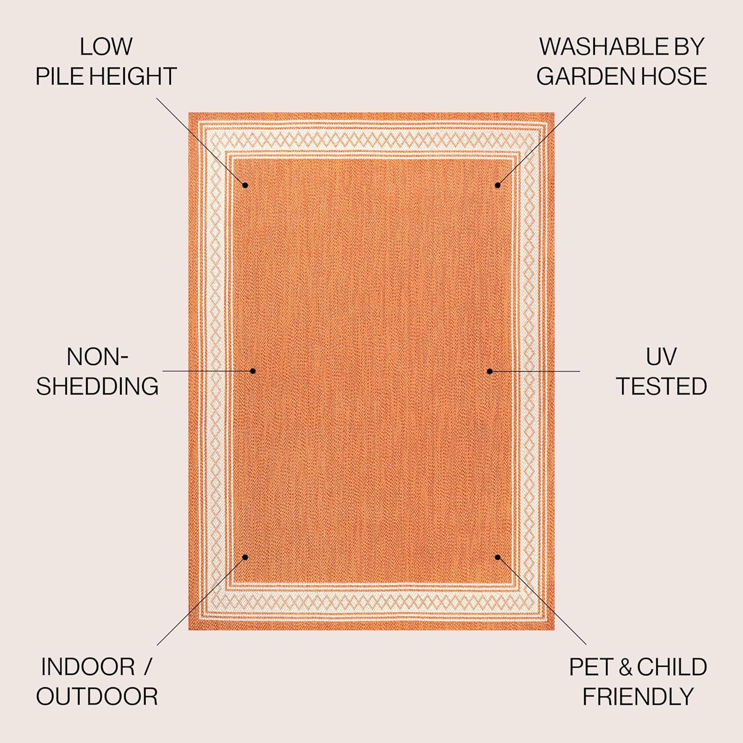 imageJONATHAN Y Diamond Border Indoor Outdoor Runner Rug 2X8 CreamOrange Lucia Classic for Backyard Patio Porch EasyCleaning High Traffic PetFriendly NonShedding SMB207F28OrangeCream