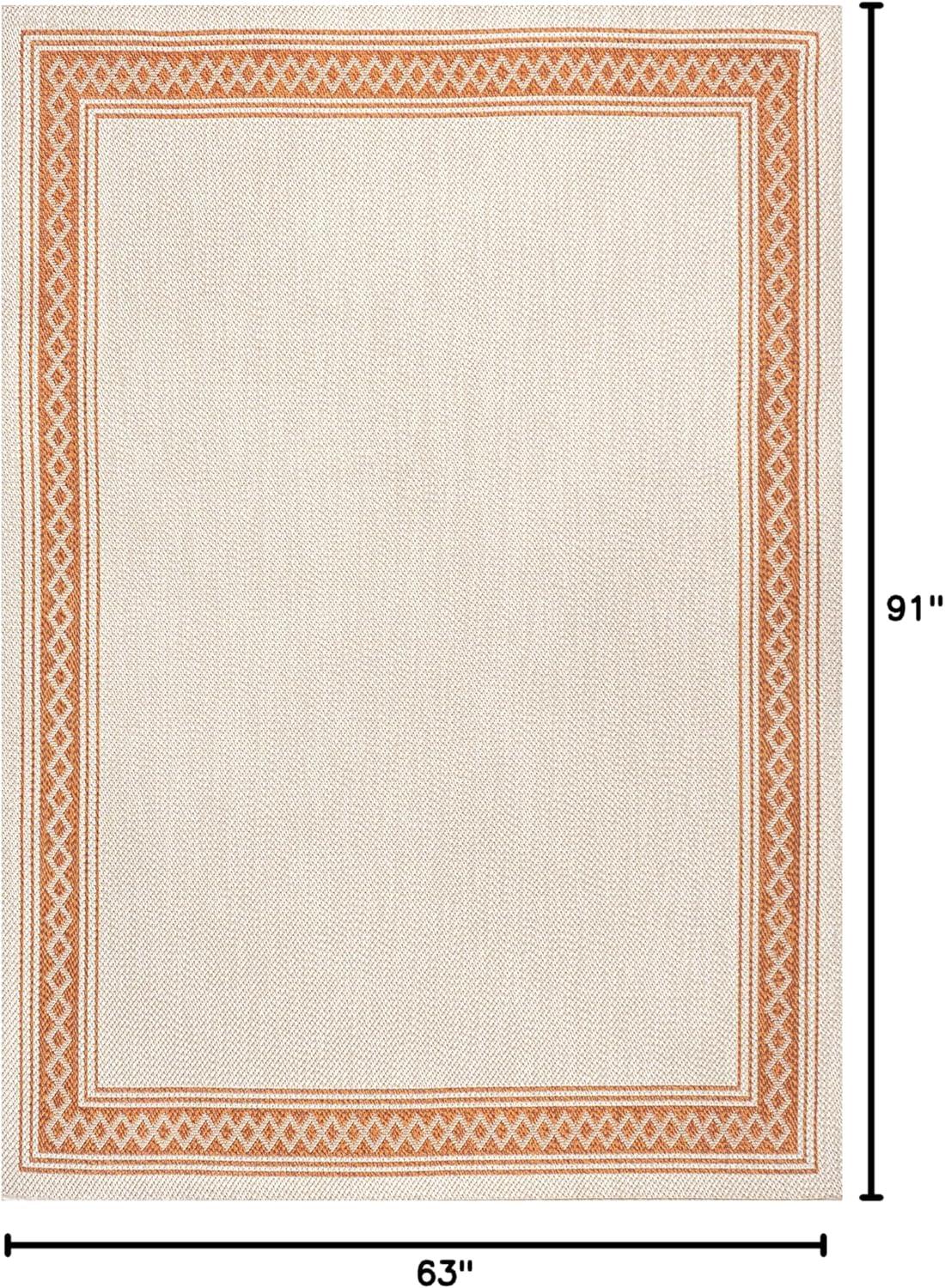 imageJONATHAN Y Diamond Border Indoor Outdoor Runner Rug 2X8 CreamOrange Lucia Classic for Backyard Patio Porch EasyCleaning High Traffic PetFriendly NonShedding SMB207F28CreamOrange