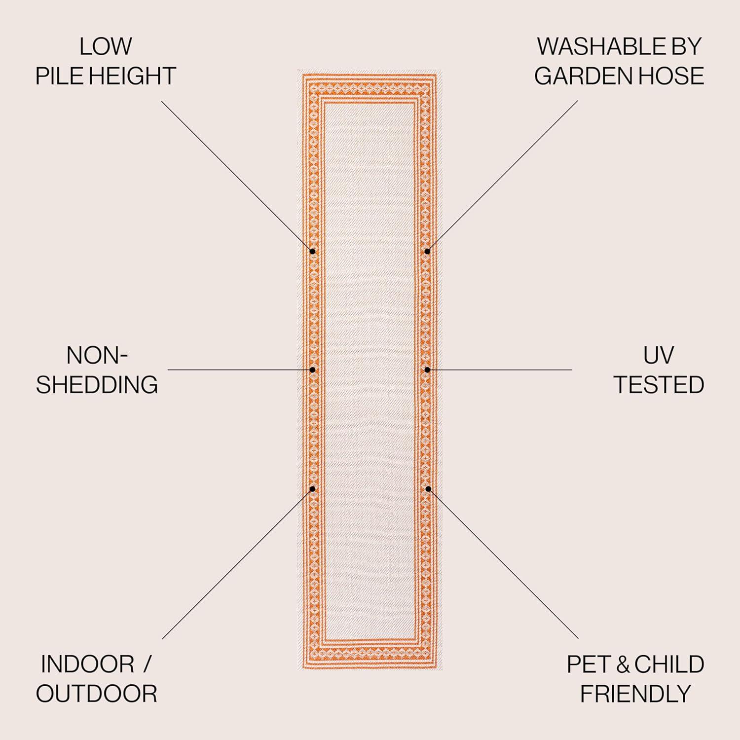 imageJONATHAN Y Diamond Border Indoor Outdoor Runner Rug 2X8 CreamOrange Lucia Classic for Backyard Patio Porch EasyCleaning High Traffic PetFriendly NonShedding SMB207F28CreamOrange