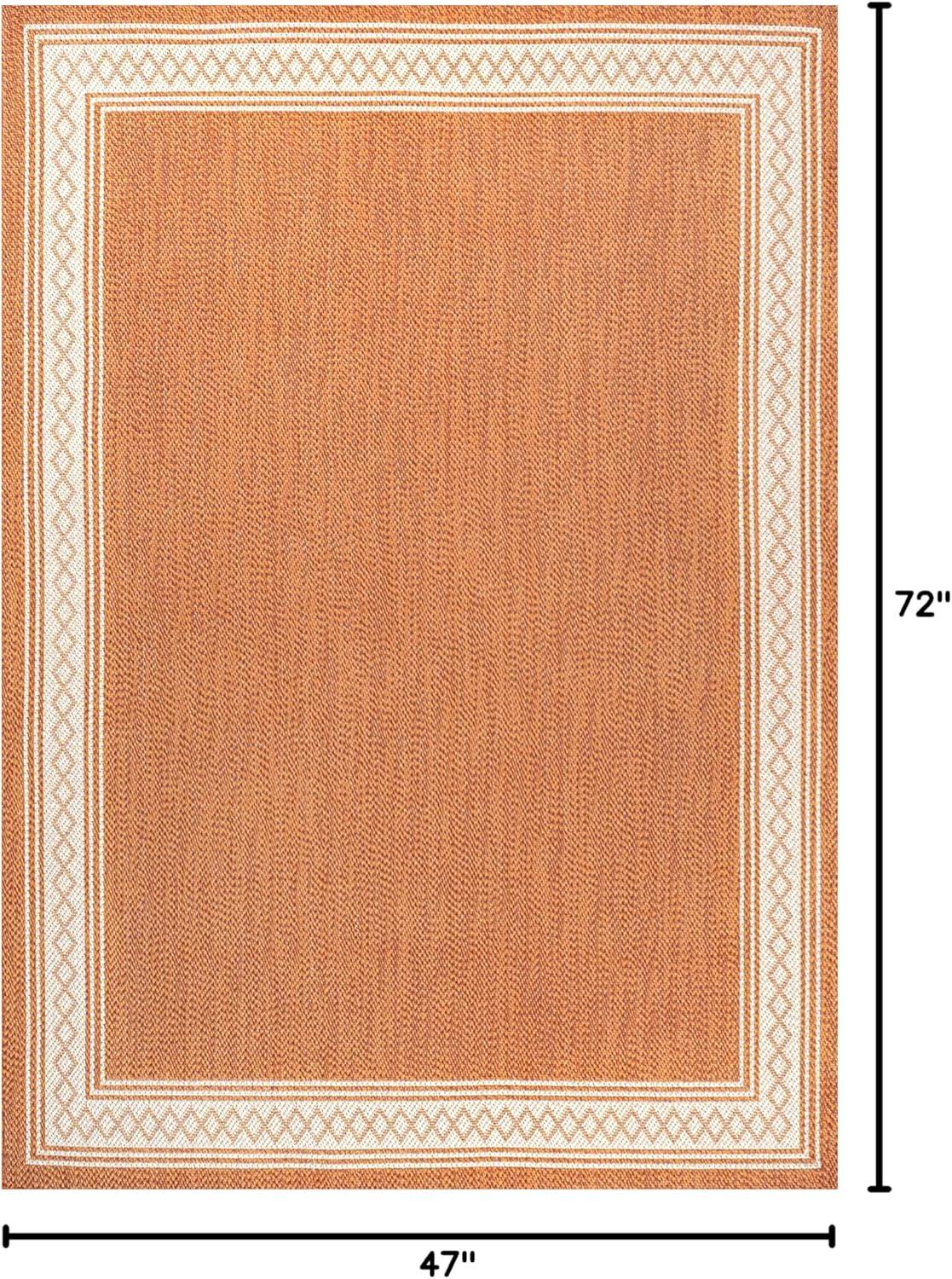 imageJONATHAN Y Diamond Border Indoor Outdoor Runner Rug 2X8 CreamOrange Lucia Classic for Backyard Patio Porch EasyCleaning High Traffic PetFriendly NonShedding SMB207F28OrangeCream