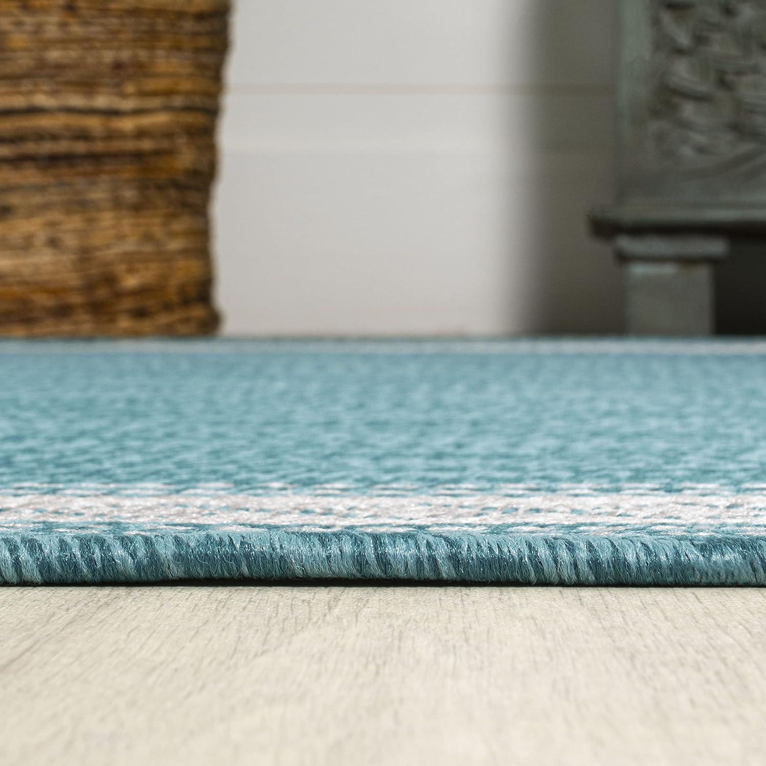 imageJONATHAN Y Diamond Border Indoor Outdoor Runner Rug 2X8 CreamOrange Lucia Classic for Backyard Patio Porch EasyCleaning High Traffic PetFriendly NonShedding SMB207F28AquaLight Gray