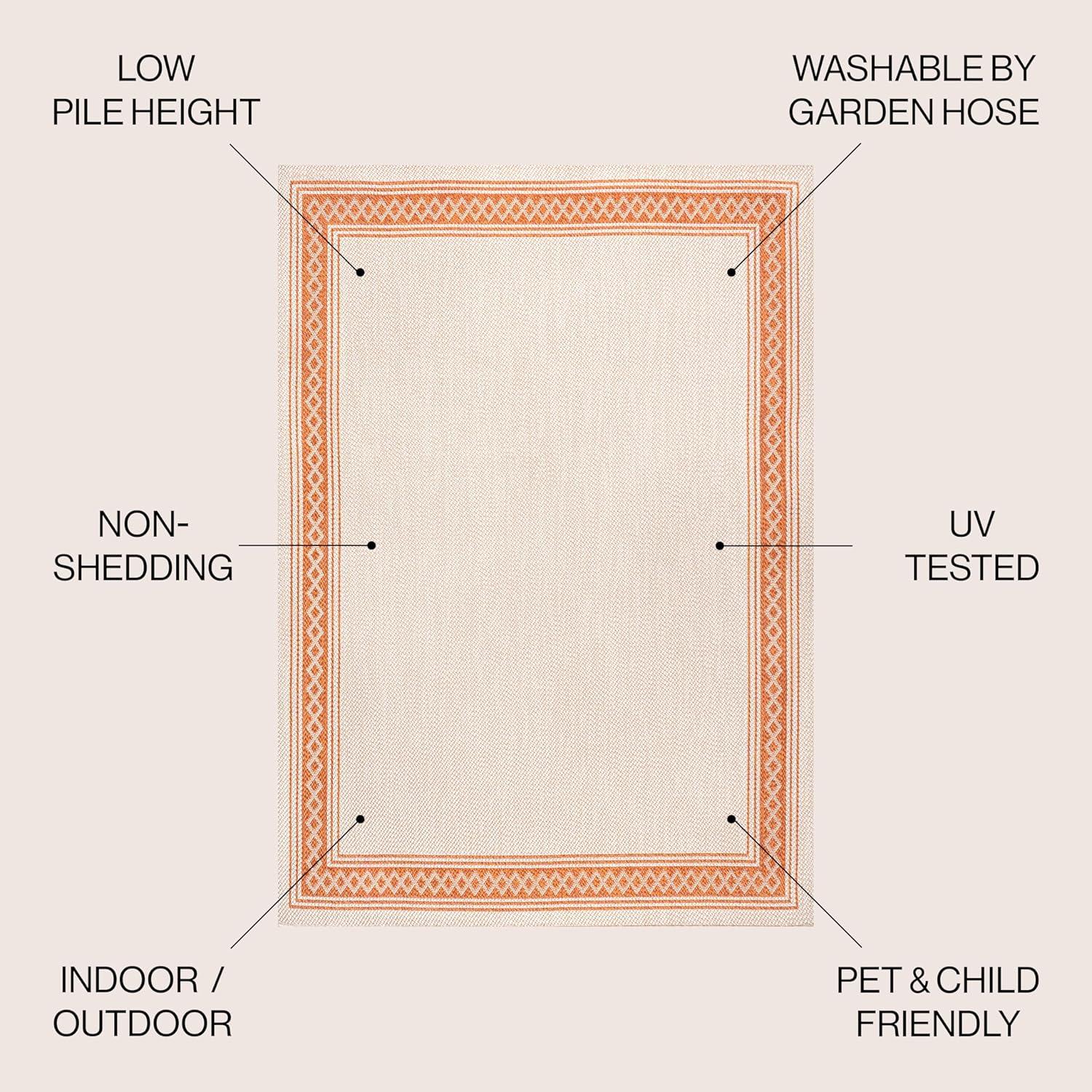 imageJONATHAN Y Diamond Border Indoor Outdoor Runner Rug 2X8 CreamOrange Lucia Classic for Backyard Patio Porch EasyCleaning High Traffic PetFriendly NonShedding SMB207F28CreamOrange