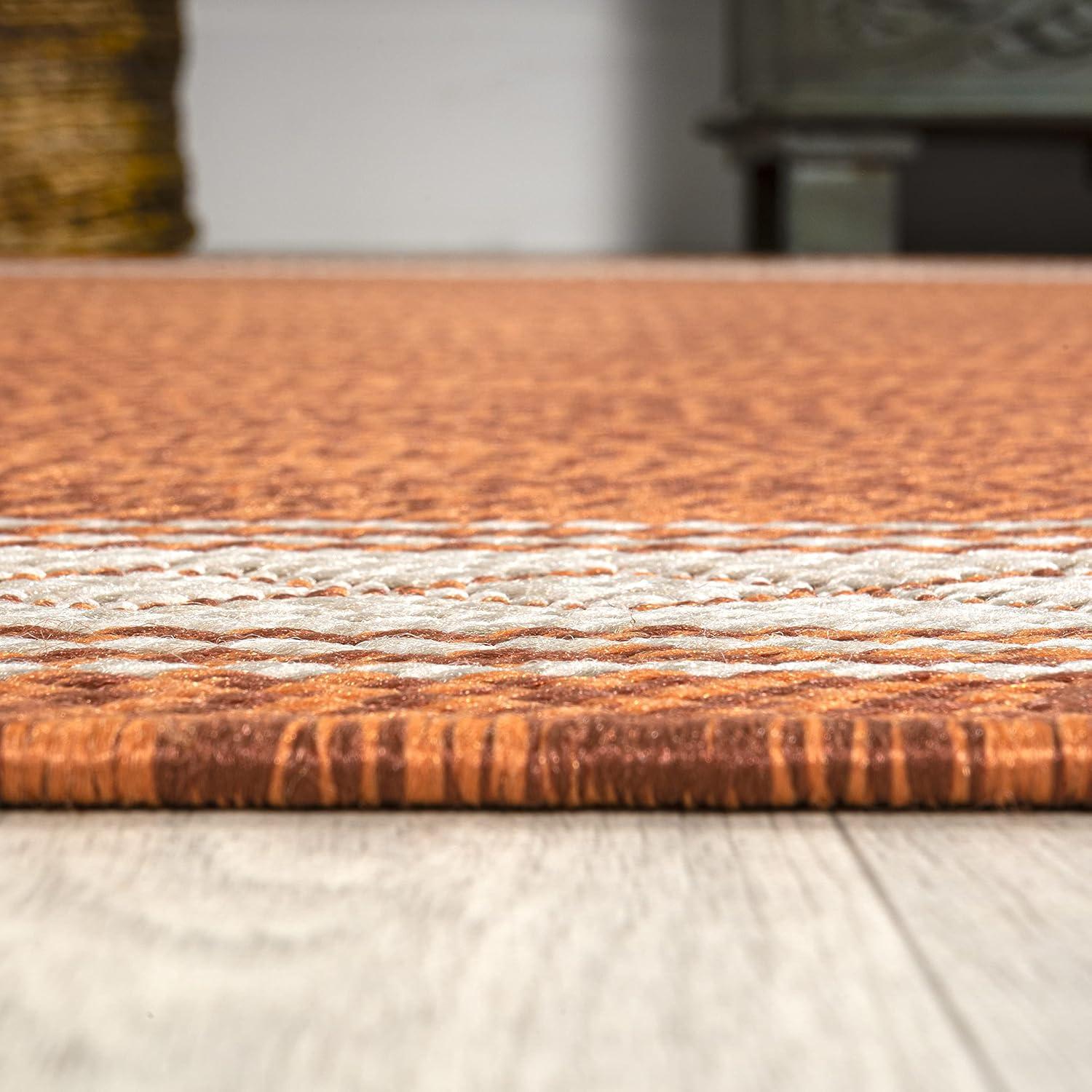 imageJONATHAN Y Diamond Border Indoor Outdoor Runner Rug 2X8 CreamOrange Lucia Classic for Backyard Patio Porch EasyCleaning High Traffic PetFriendly NonShedding SMB207F28OrangeCream