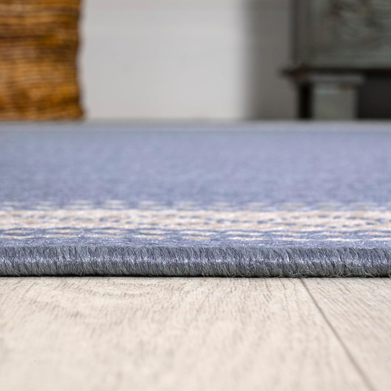 imageJONATHAN Y Diamond Border Indoor Outdoor Runner Rug 2X8 CreamOrange Lucia Classic for Backyard Patio Porch EasyCleaning High Traffic PetFriendly NonShedding SMB207F28BlueCream