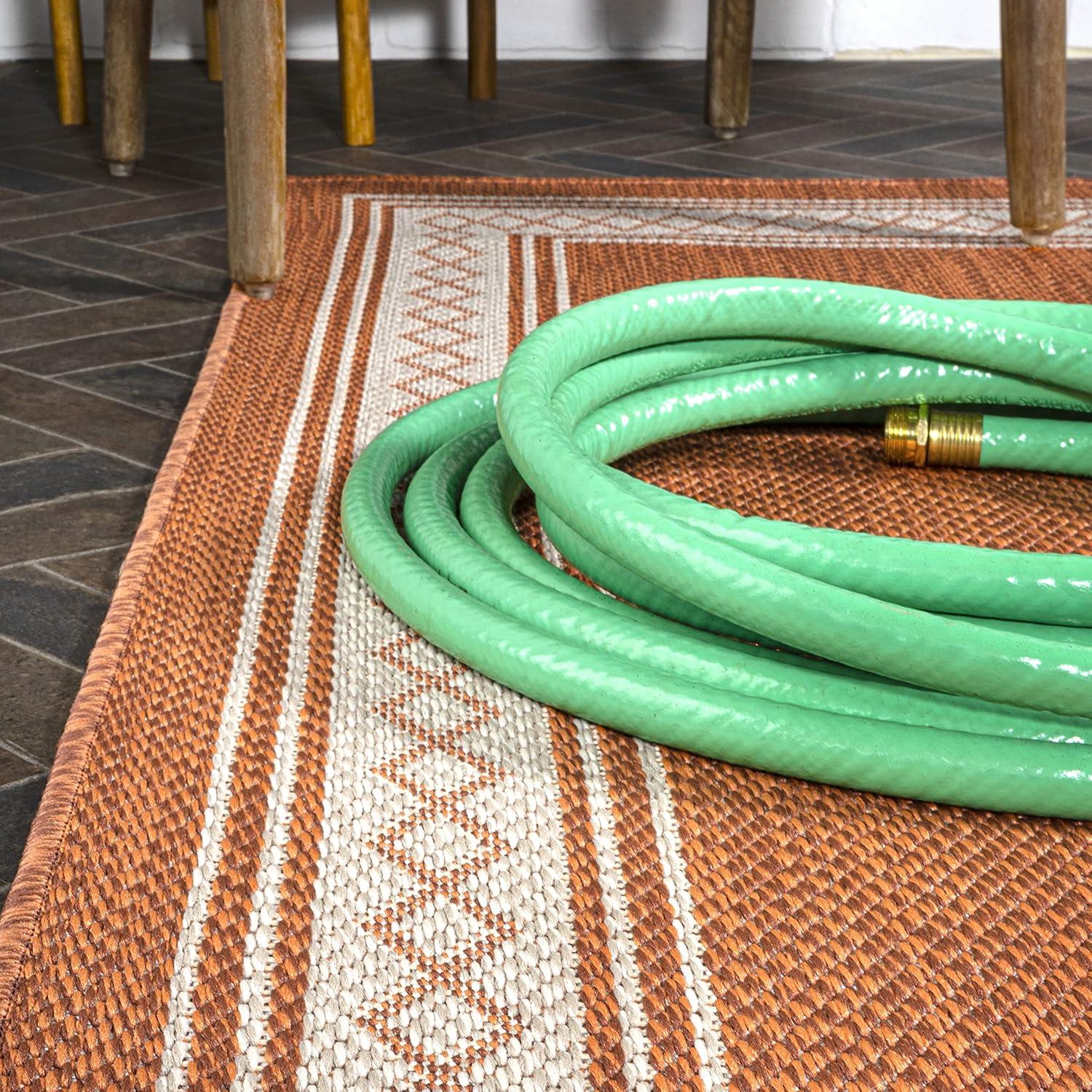 imageJONATHAN Y Diamond Border Indoor Outdoor Runner Rug 2X8 CreamOrange Lucia Classic for Backyard Patio Porch EasyCleaning High Traffic PetFriendly NonShedding SMB207F28OrangeCream