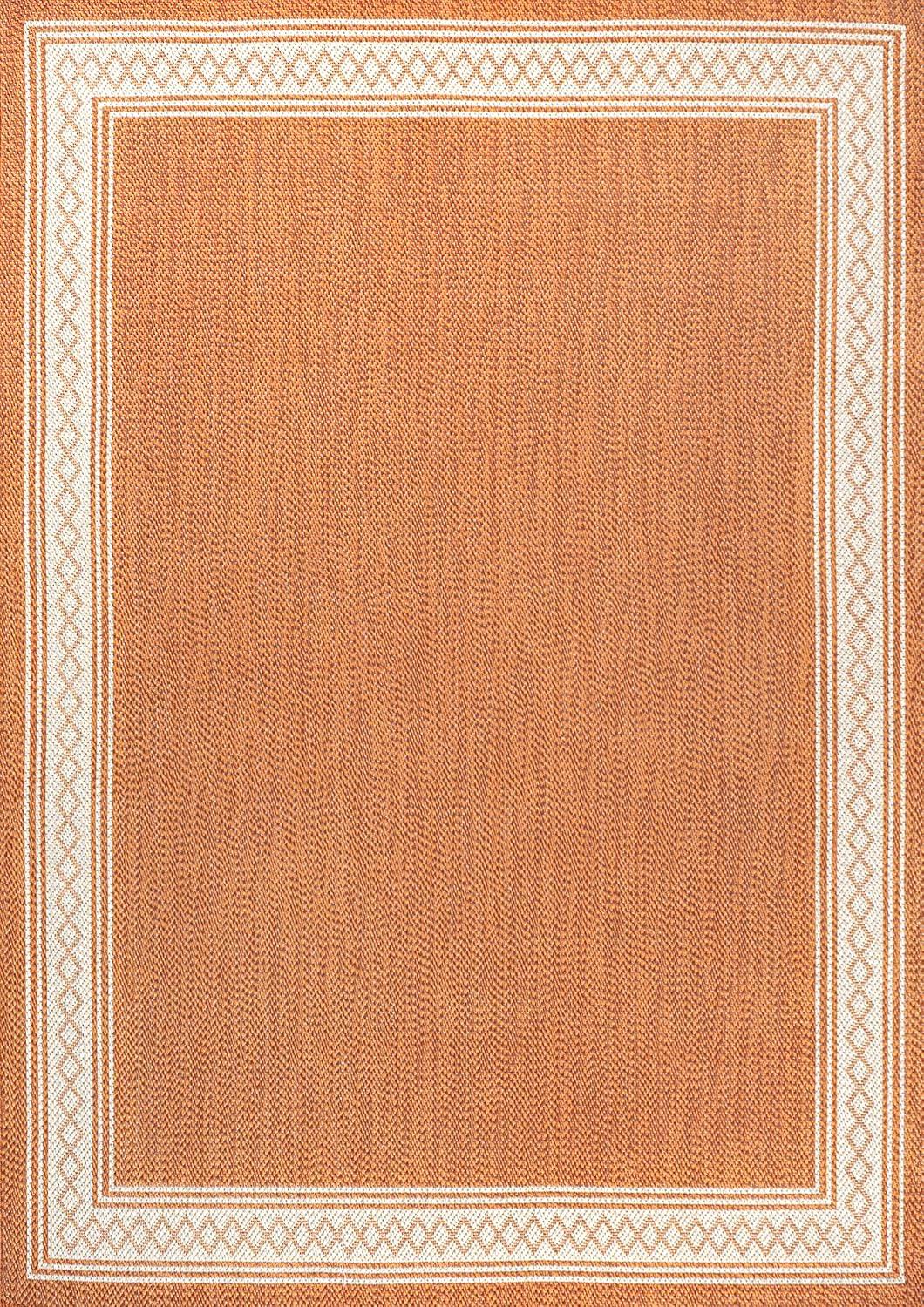 imageJONATHAN Y Diamond Border Indoor Outdoor Runner Rug 2X8 CreamOrange Lucia Classic for Backyard Patio Porch EasyCleaning High Traffic PetFriendly NonShedding SMB207F28OrangeCream