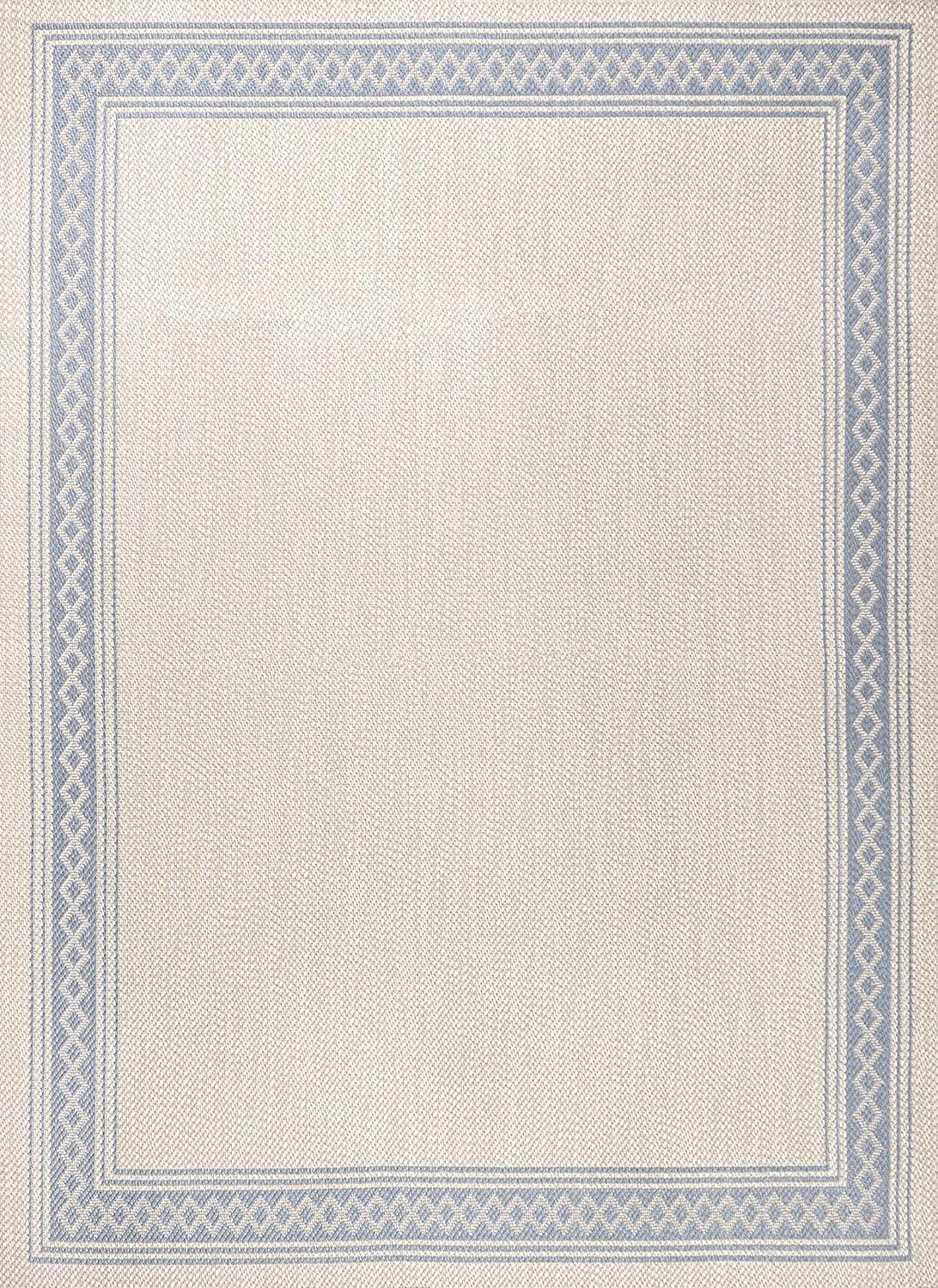 imageJONATHAN Y Diamond Border Indoor Outdoor Runner Rug 2X8 CreamOrange Lucia Classic for Backyard Patio Porch EasyCleaning High Traffic PetFriendly NonShedding SMB207F28CreamBlue