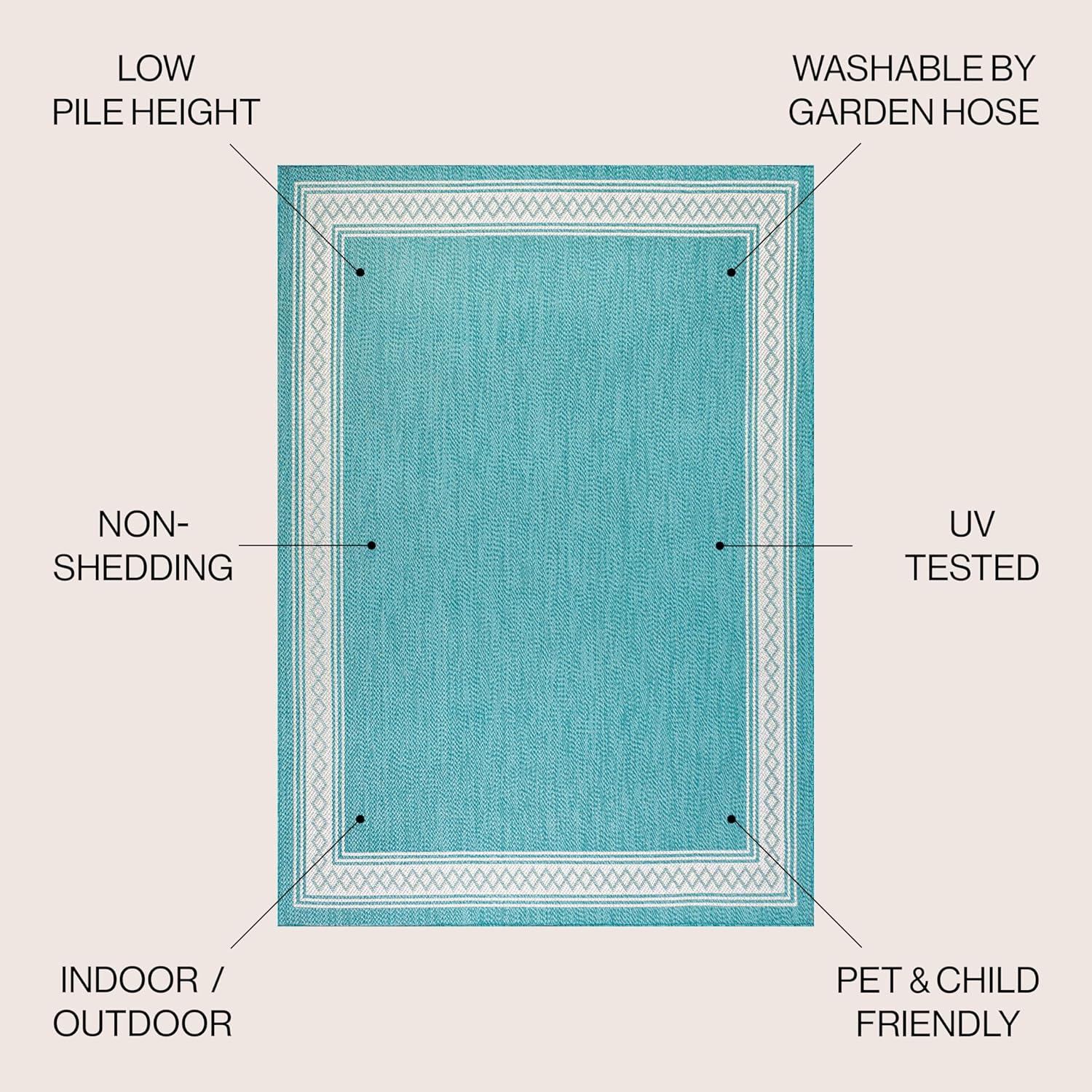 imageJONATHAN Y Diamond Border Indoor Outdoor Runner Rug 2X8 CreamOrange Lucia Classic for Backyard Patio Porch EasyCleaning High Traffic PetFriendly NonShedding SMB207F28AquaLight Gray