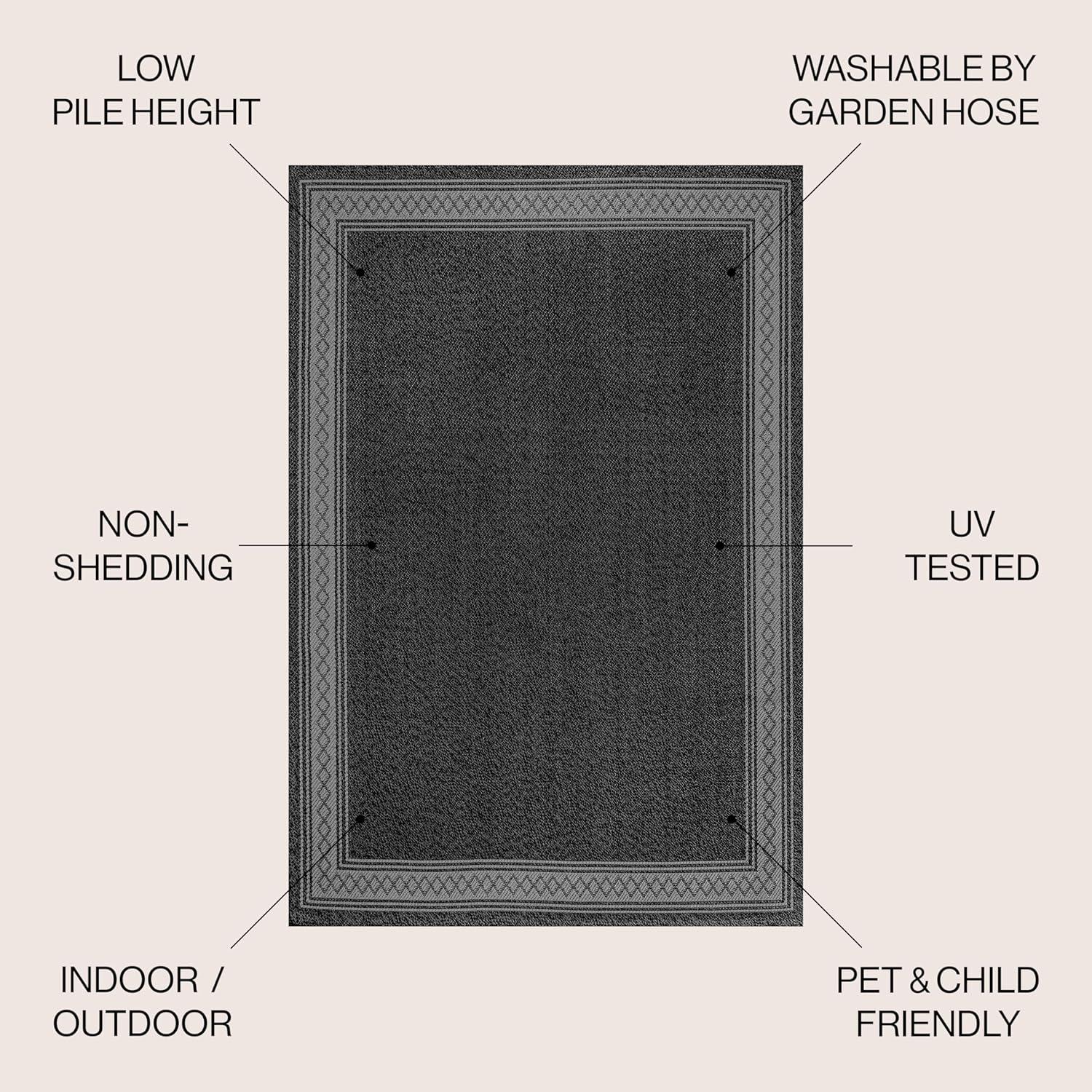 imageJONATHAN Y Diamond Border Indoor Outdoor Runner Rug 2X8 CreamOrange Lucia Classic for Backyard Patio Porch EasyCleaning High Traffic PetFriendly NonShedding SMB207F28BlackGray