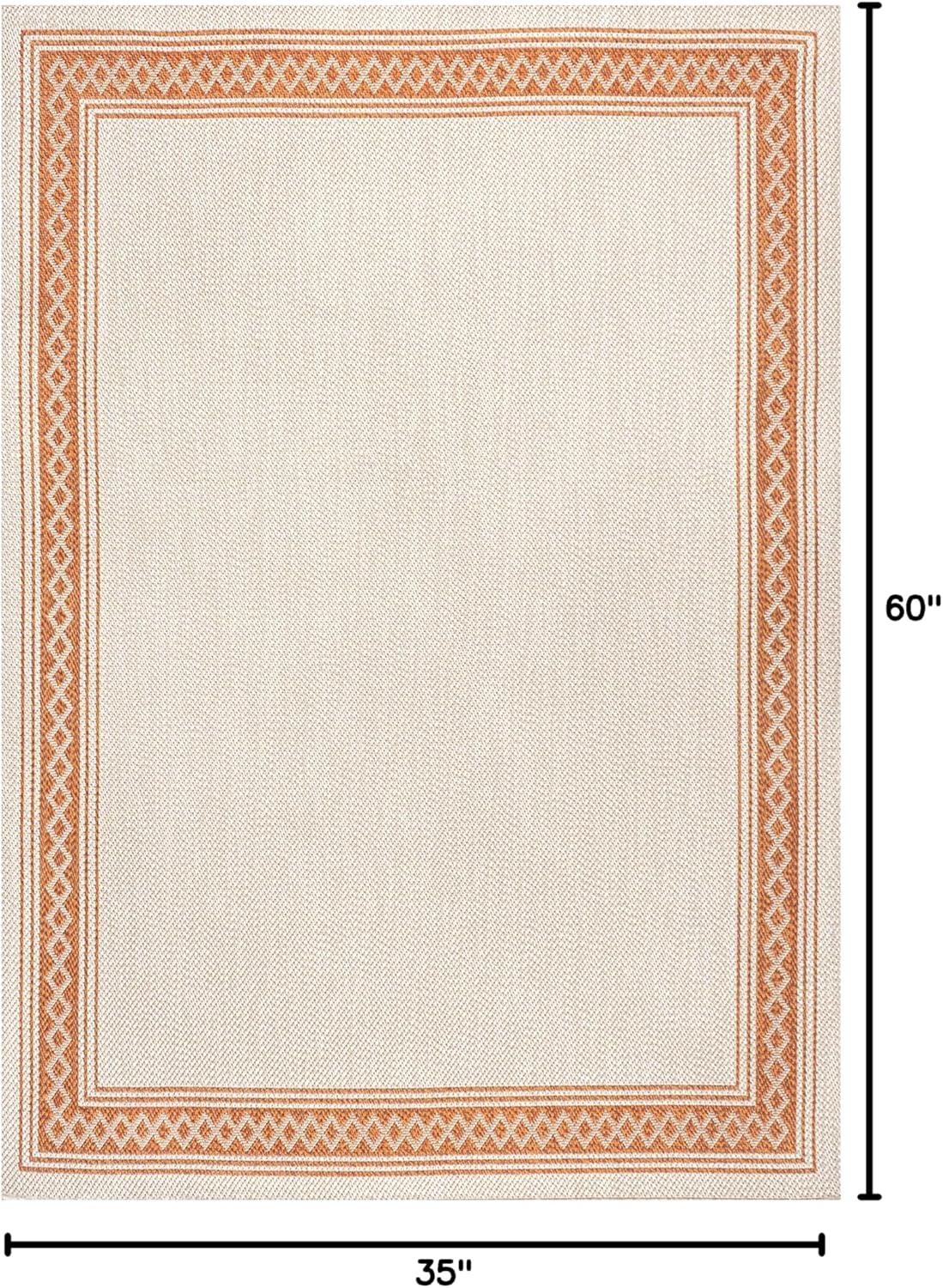 imageJONATHAN Y Diamond Border Indoor Outdoor Runner Rug 2X8 CreamOrange Lucia Classic for Backyard Patio Porch EasyCleaning High Traffic PetFriendly NonShedding SMB207F28CreamOrange