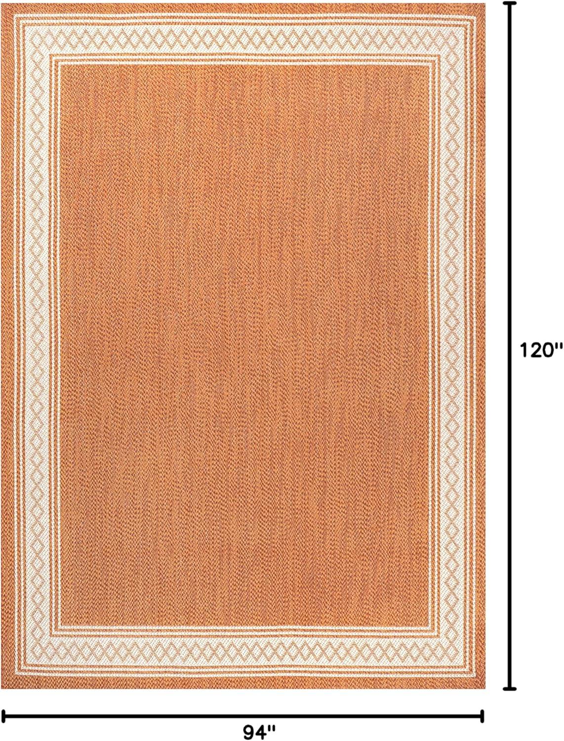 imageJONATHAN Y Diamond Border Indoor Outdoor Runner Rug 2X8 CreamOrange Lucia Classic for Backyard Patio Porch EasyCleaning High Traffic PetFriendly NonShedding SMB207F28OrangeCream