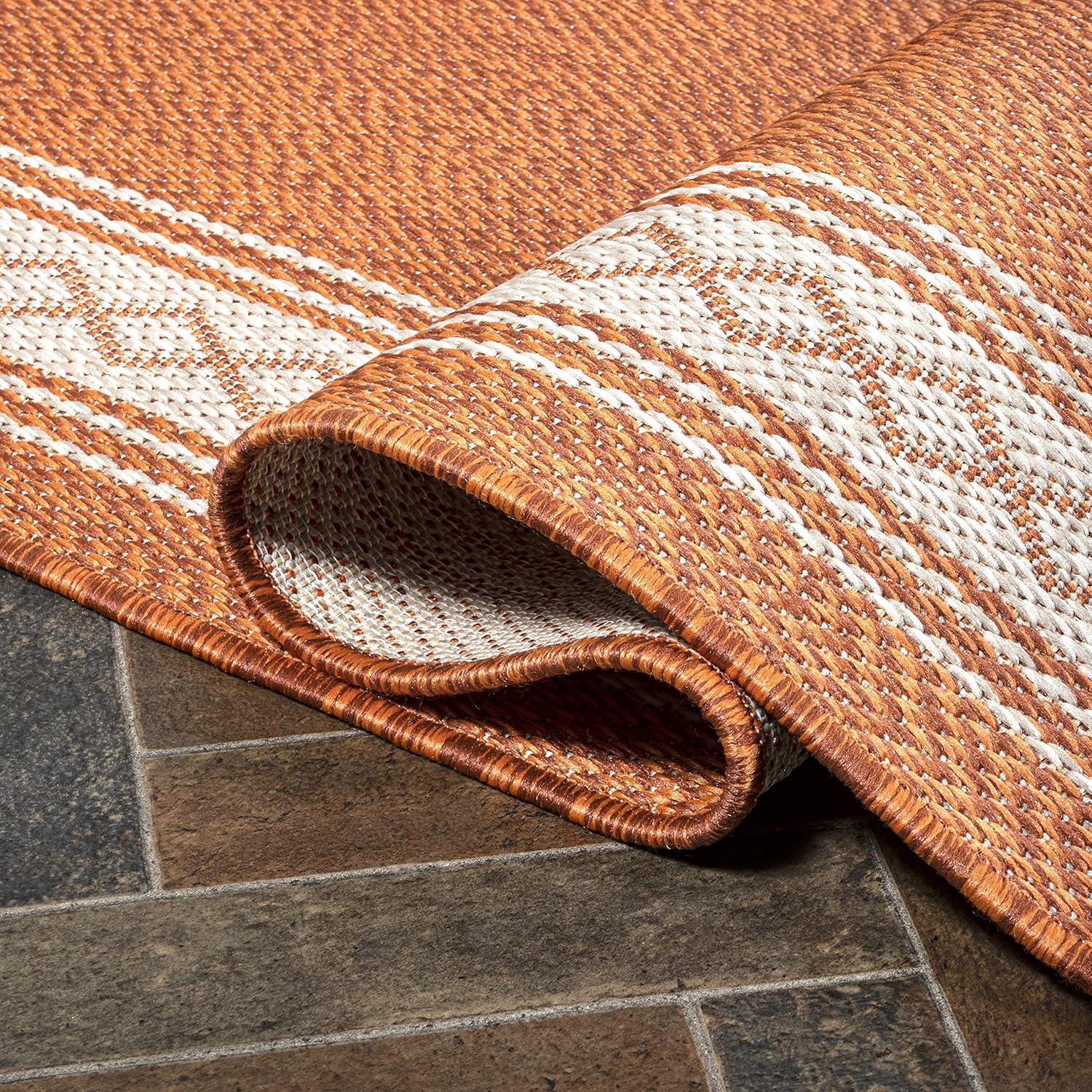 imageJONATHAN Y Diamond Border Indoor Outdoor Runner Rug 2X8 CreamOrange Lucia Classic for Backyard Patio Porch EasyCleaning High Traffic PetFriendly NonShedding SMB207F28OrangeCream