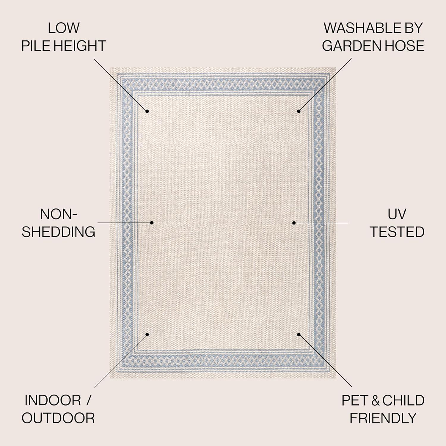 imageJONATHAN Y Diamond Border Indoor Outdoor Runner Rug 2X8 CreamOrange Lucia Classic for Backyard Patio Porch EasyCleaning High Traffic PetFriendly NonShedding SMB207F28CreamBlue