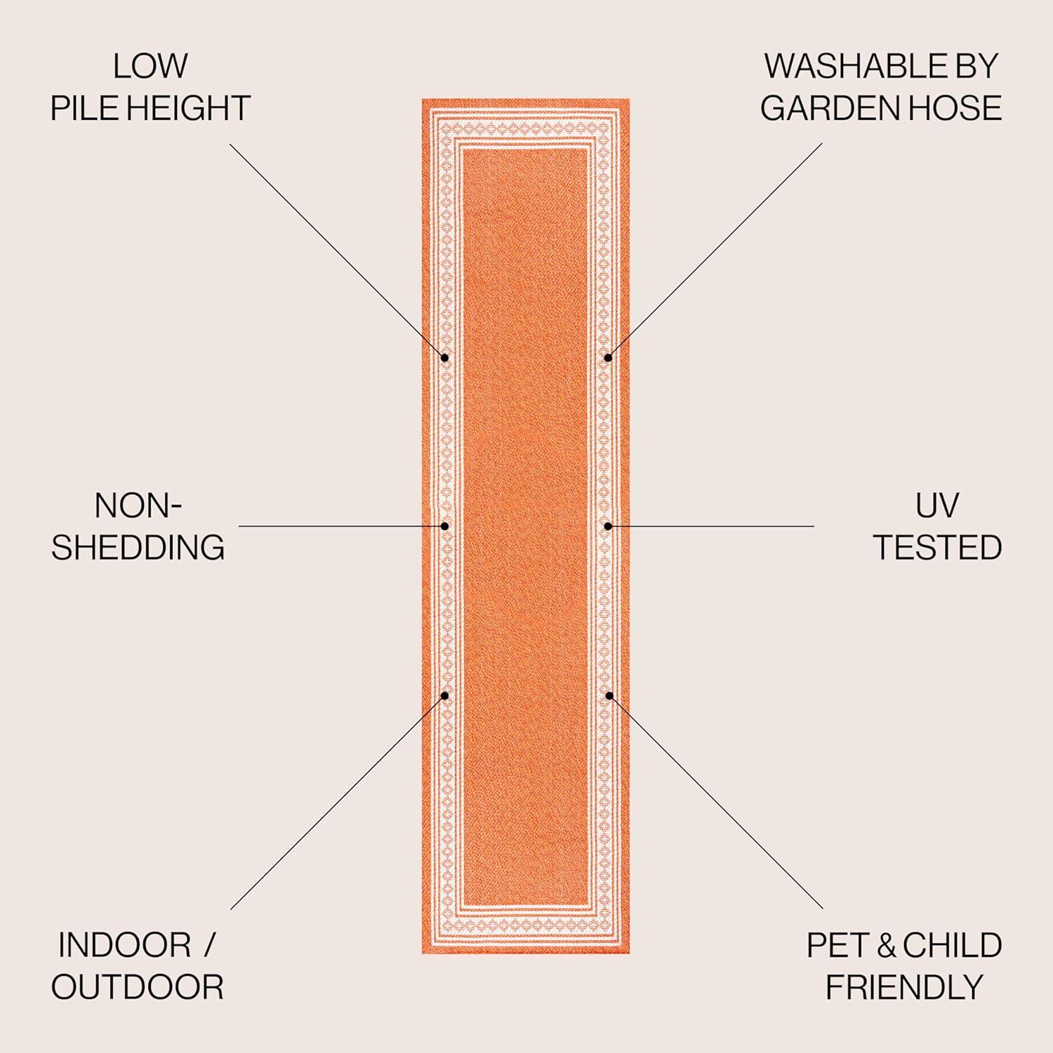 imageJONATHAN Y Diamond Border Indoor Outdoor Runner Rug 2X8 CreamOrange Lucia Classic for Backyard Patio Porch EasyCleaning High Traffic PetFriendly NonShedding SMB207F28OrangeCream