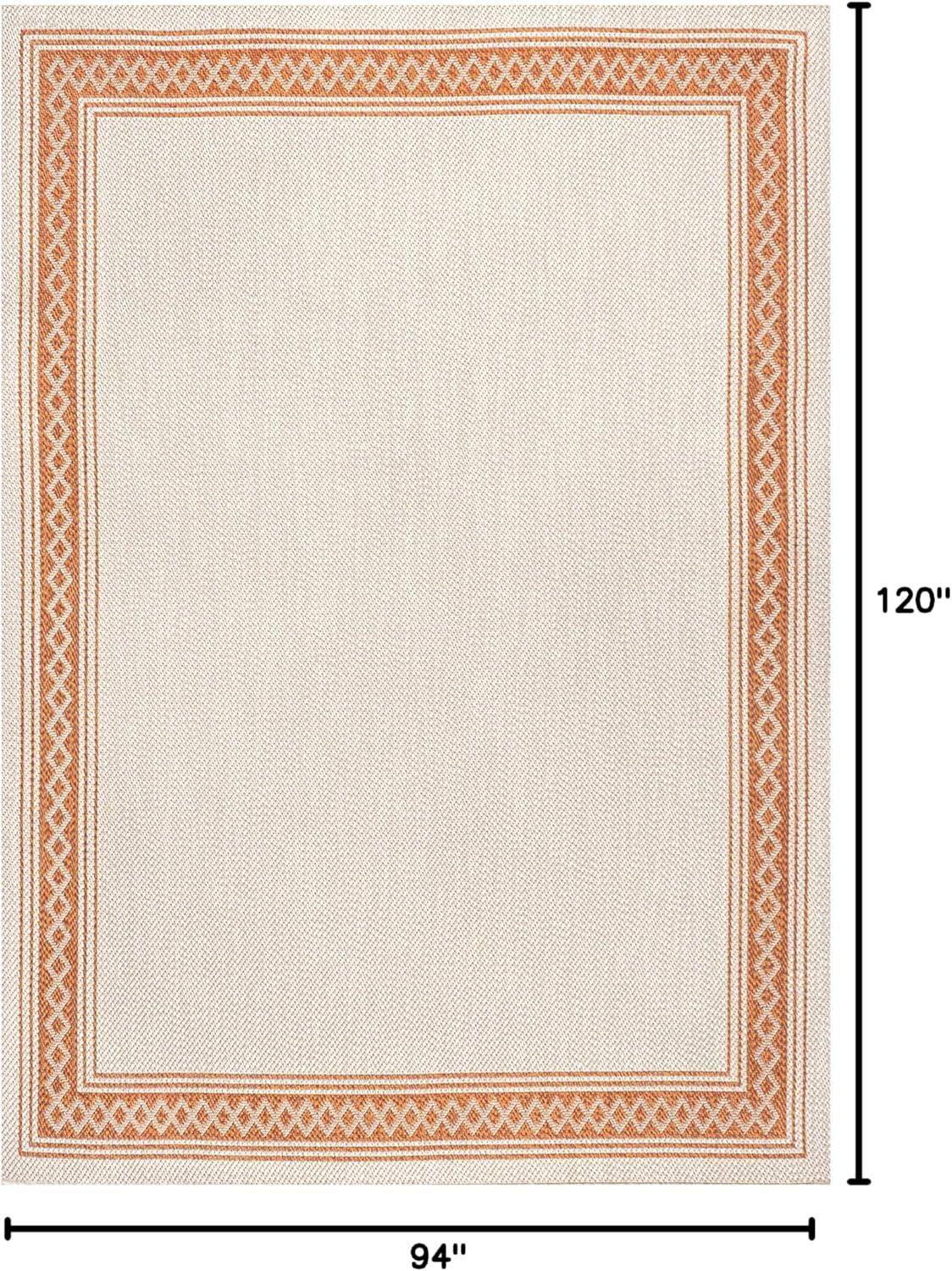 imageJONATHAN Y Diamond Border Indoor Outdoor Runner Rug 2X8 CreamOrange Lucia Classic for Backyard Patio Porch EasyCleaning High Traffic PetFriendly NonShedding SMB207F28CreamOrange