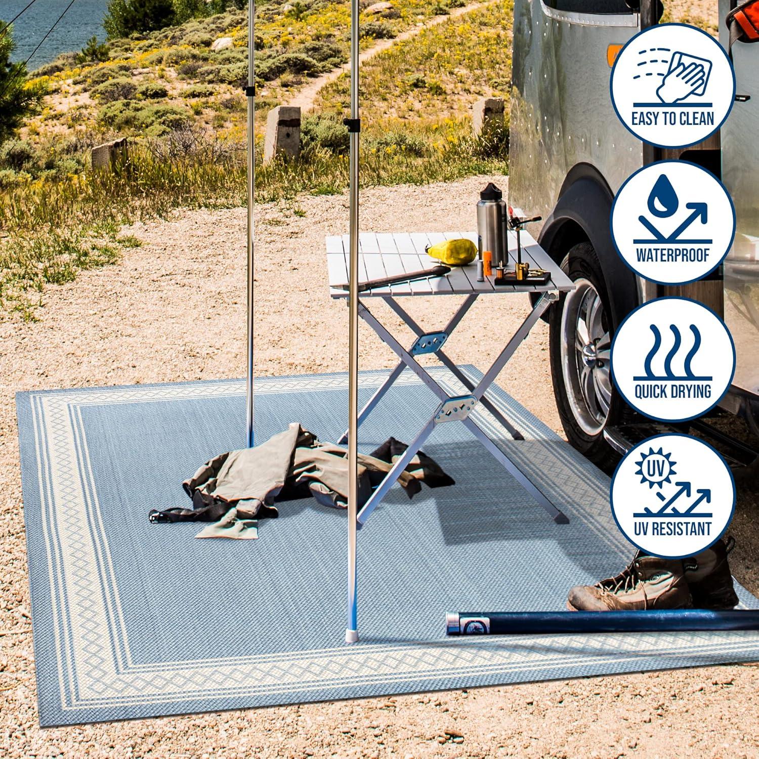 imageJONATHAN Y Diamond Border Indoor Outdoor Runner Rug 2X8 CreamOrange Lucia Classic for Backyard Patio Porch EasyCleaning High Traffic PetFriendly NonShedding SMB207F28BlueCream