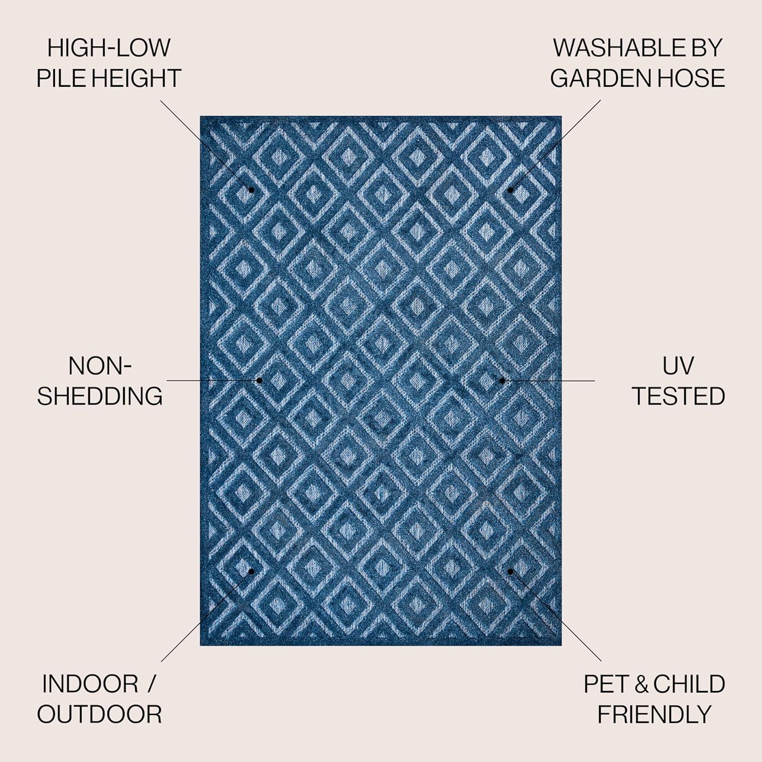 imageJONATHAN Y Diamond Trellis Indoor Outdoor Round Area Rug 5 Ft Dark Gray Portmany Neutral for Backyard Patio Porch EasyCleaning High Traffic PetFriendly NonShedding IBZ104A5RNavy