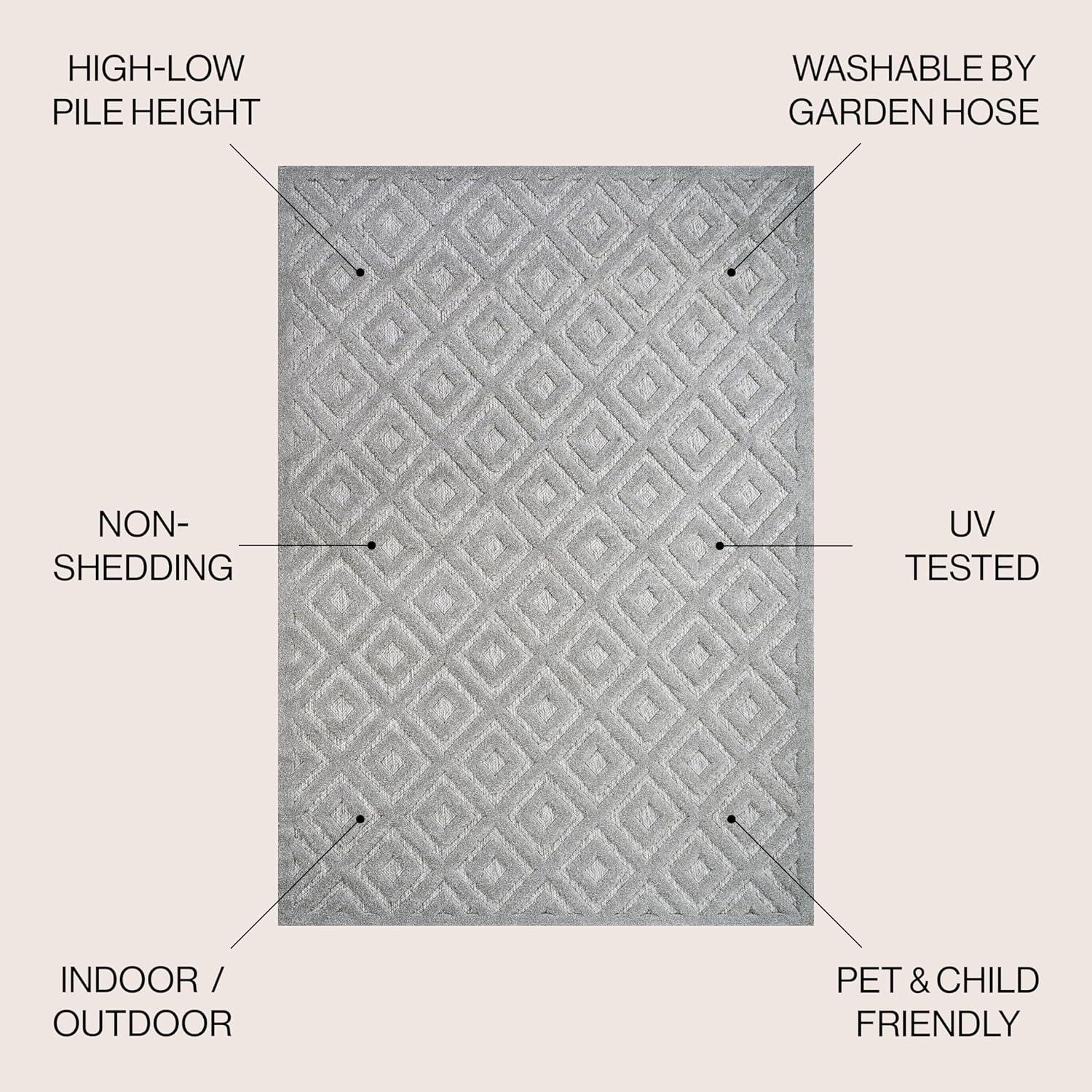 imageJONATHAN Y Diamond Trellis Indoor Outdoor Round Area Rug 5 Ft Dark Gray Portmany Neutral for Backyard Patio Porch EasyCleaning High Traffic PetFriendly NonShedding IBZ104A5RLight Gray