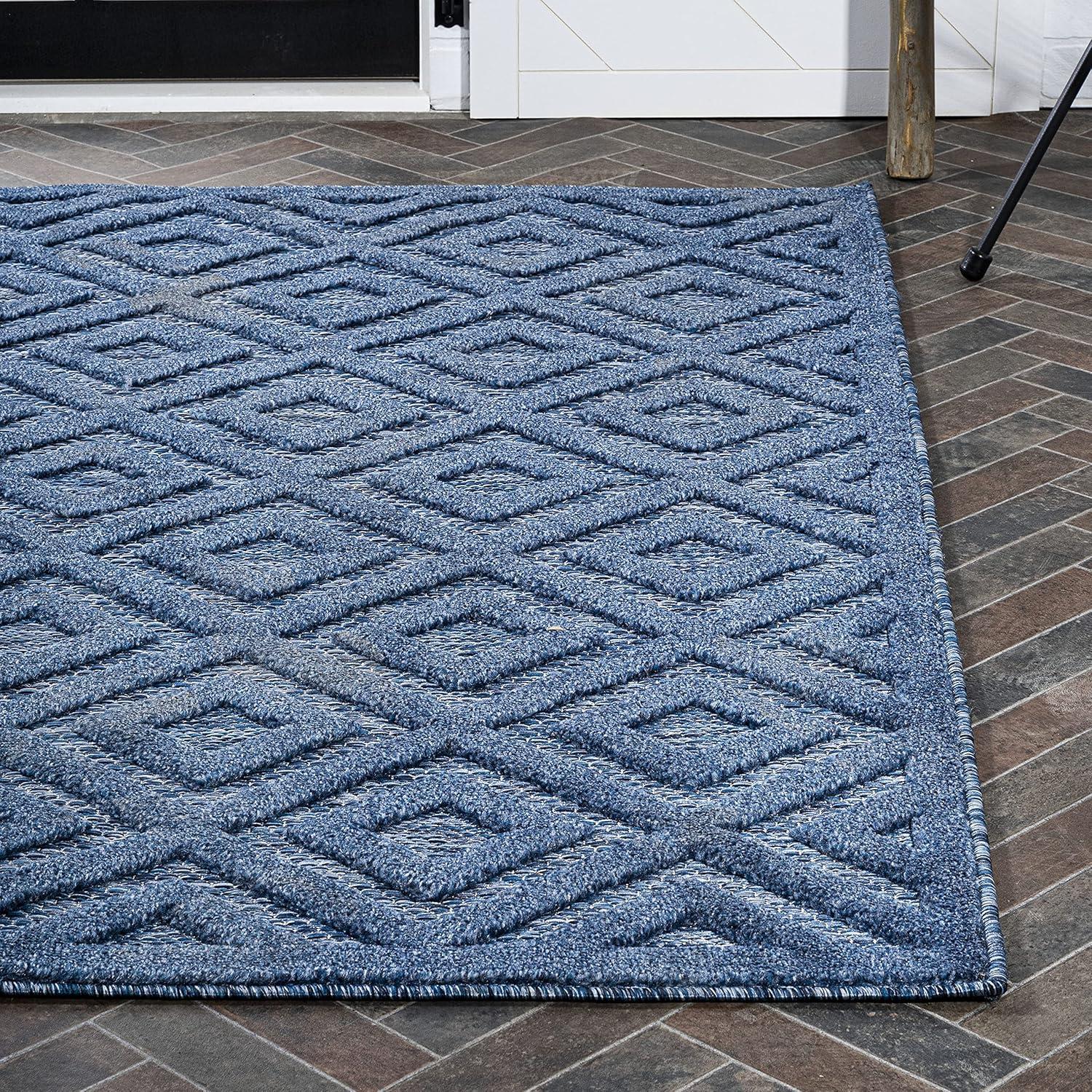 imageJONATHAN Y Diamond Trellis Indoor Outdoor Round Area Rug 5 Ft Dark Gray Portmany Neutral for Backyard Patio Porch EasyCleaning High Traffic PetFriendly NonShedding IBZ104A5RNavy