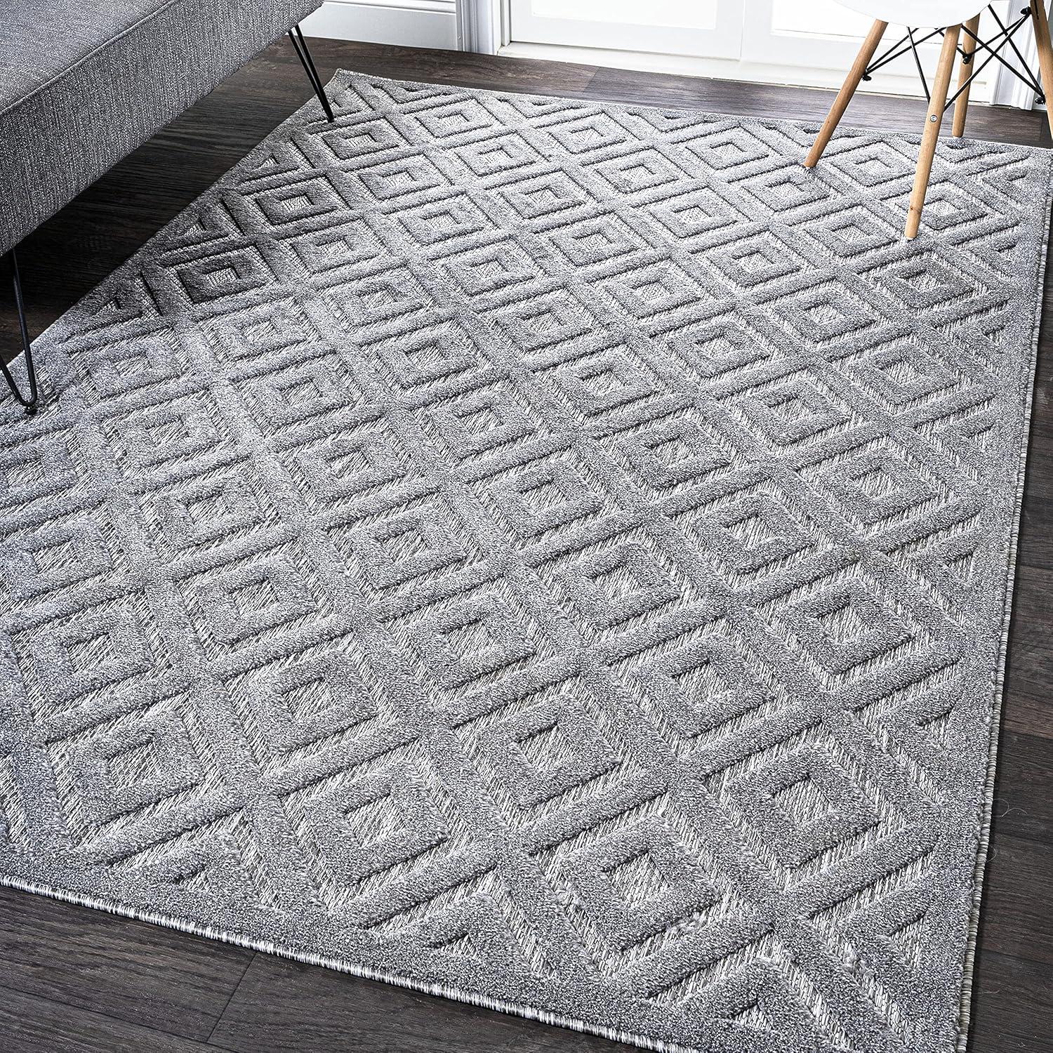 imageJONATHAN Y Diamond Trellis Indoor Outdoor Round Area Rug 5 Ft Dark Gray Portmany Neutral for Backyard Patio Porch EasyCleaning High Traffic PetFriendly NonShedding IBZ104A5RDark Gray