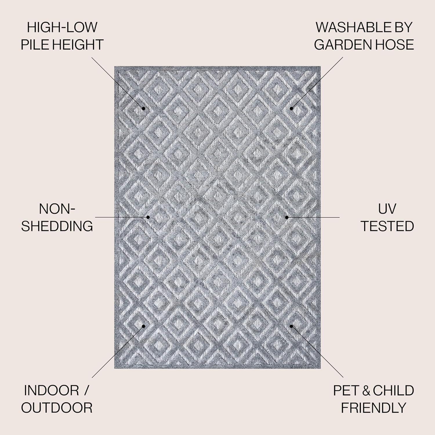 imageJONATHAN Y Diamond Trellis Indoor Outdoor Round Area Rug 5 Ft Dark Gray Portmany Neutral for Backyard Patio Porch EasyCleaning High Traffic PetFriendly NonShedding IBZ104A5RDark Gray