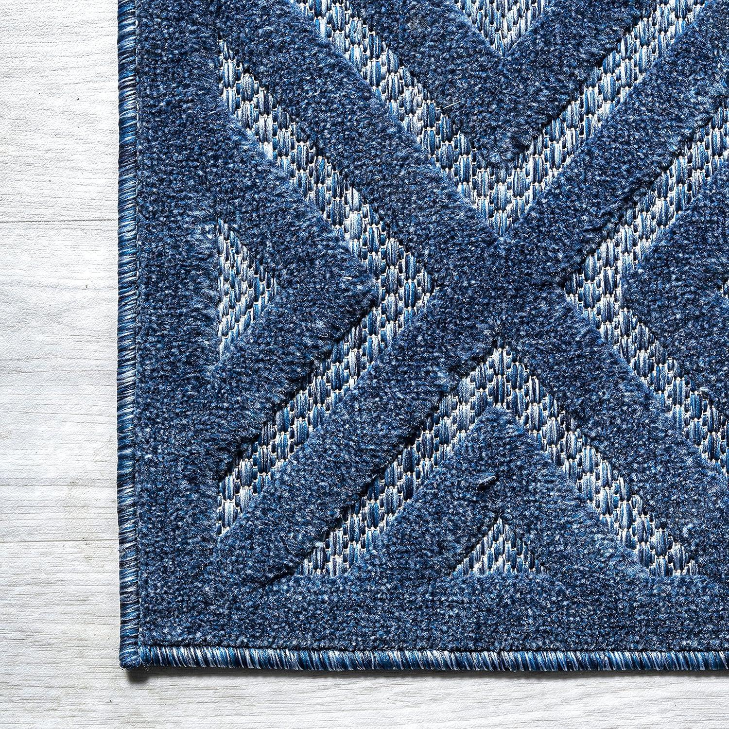 imageJONATHAN Y Diamond Trellis Indoor Outdoor Round Area Rug 5 Ft Dark Gray Portmany Neutral for Backyard Patio Porch EasyCleaning High Traffic PetFriendly NonShedding IBZ104A5RNavy