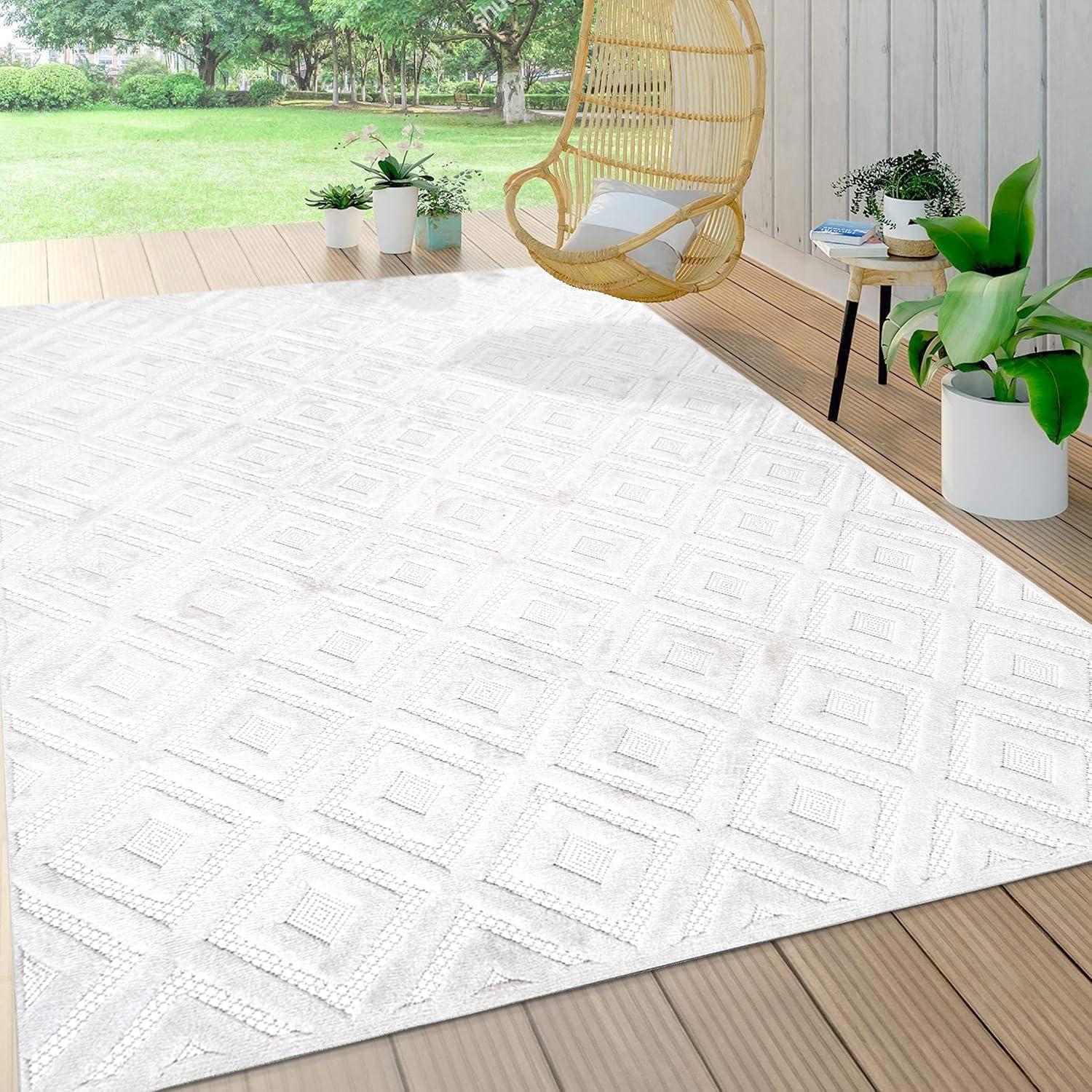 imageJONATHAN Y Diamond Trellis Indoor Outdoor Round Area Rug 5 Ft Dark Gray Portmany Neutral for Backyard Patio Porch EasyCleaning High Traffic PetFriendly NonShedding IBZ104A5RIvory