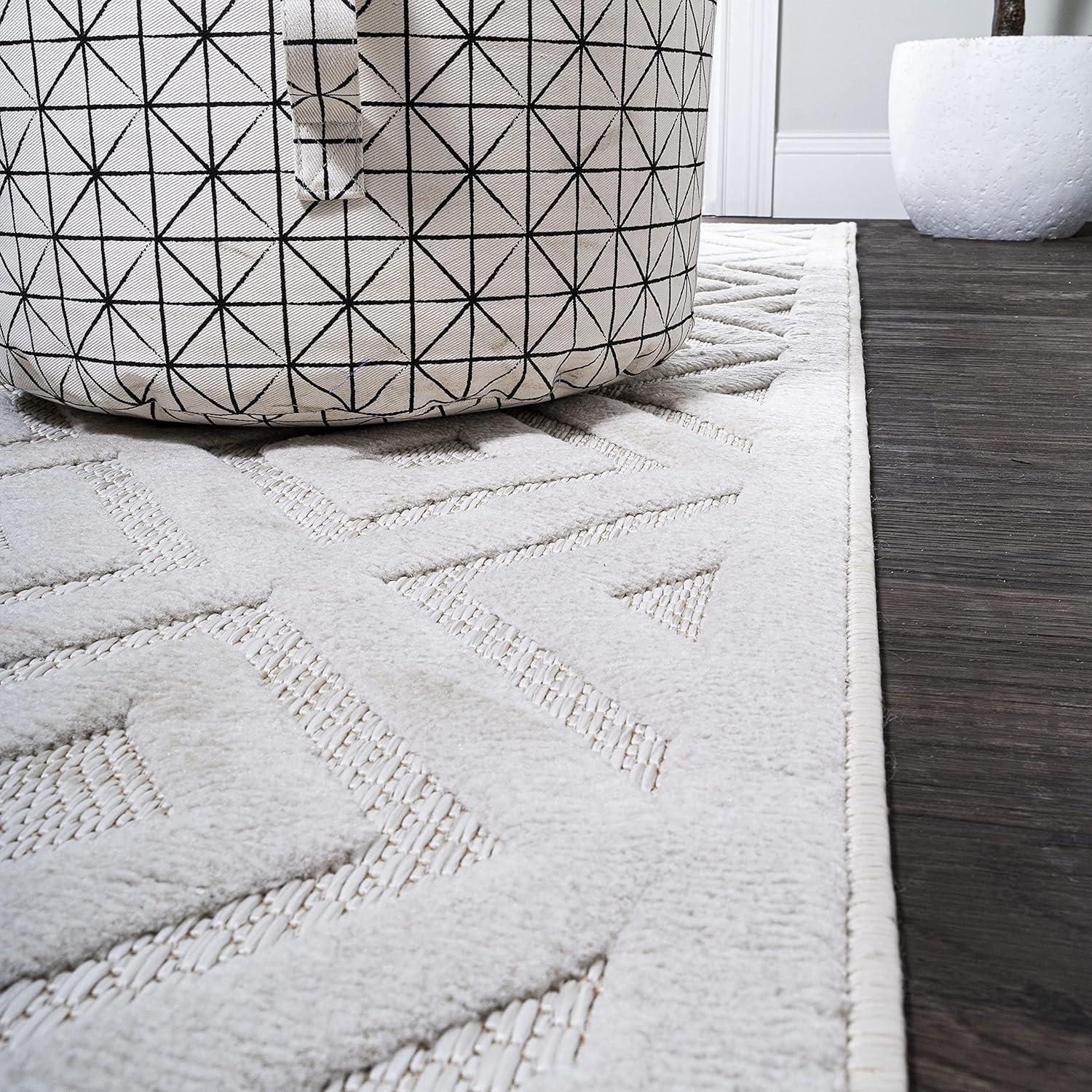 imageJONATHAN Y Diamond Trellis Indoor Outdoor Round Area Rug 5 Ft Dark Gray Portmany Neutral for Backyard Patio Porch EasyCleaning High Traffic PetFriendly NonShedding IBZ104A5RIvory