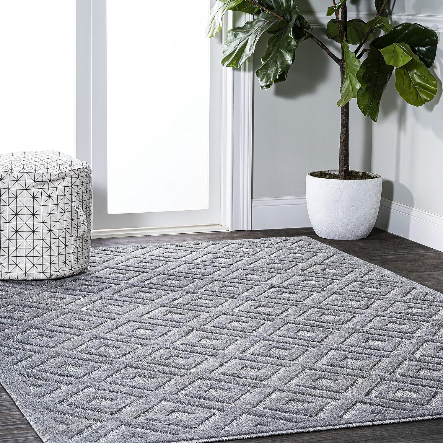 imageJONATHAN Y Diamond Trellis Indoor Outdoor Round Area Rug 5 Ft Dark Gray Portmany Neutral for Backyard Patio Porch EasyCleaning High Traffic PetFriendly NonShedding IBZ104A5RDark Gray