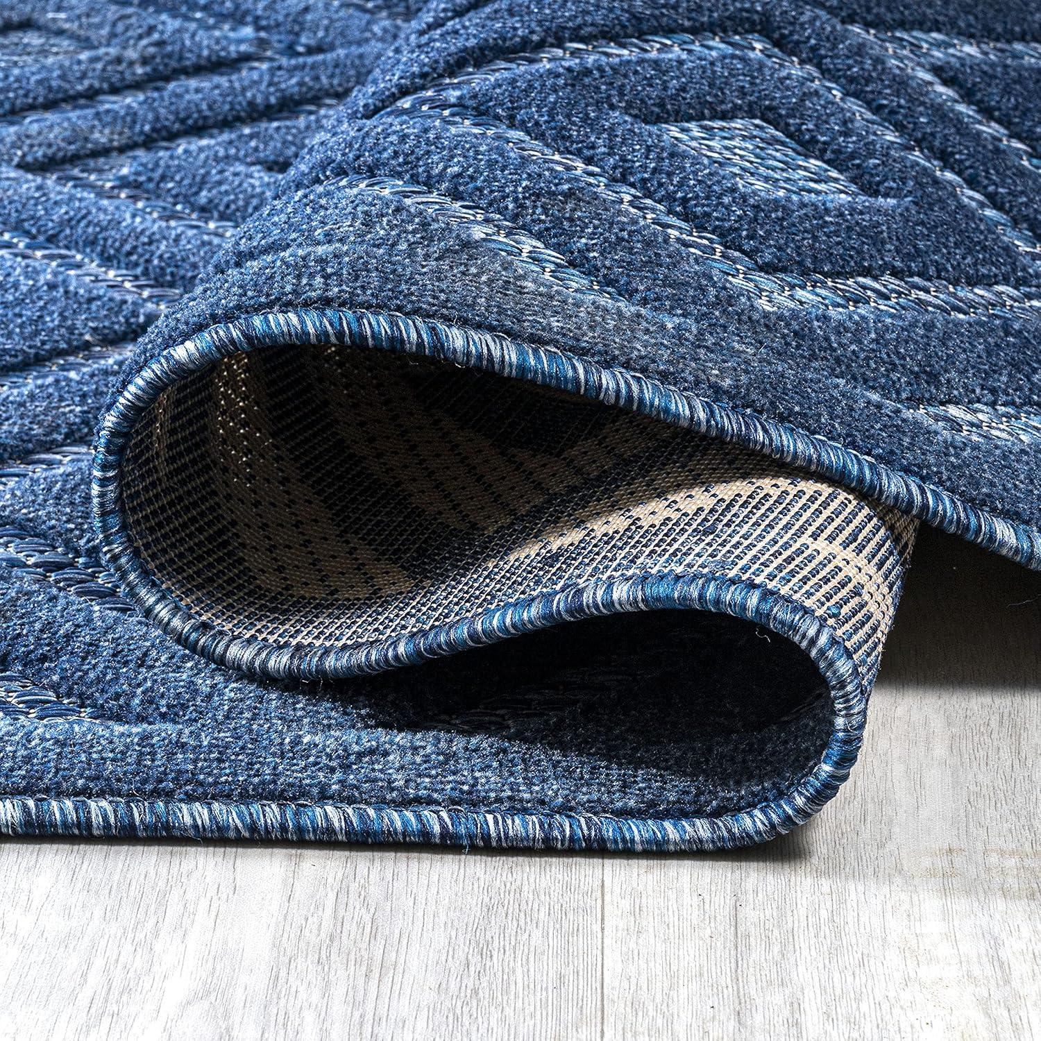 imageJONATHAN Y Diamond Trellis Indoor Outdoor Round Area Rug 5 Ft Dark Gray Portmany Neutral for Backyard Patio Porch EasyCleaning High Traffic PetFriendly NonShedding IBZ104A5RNavy