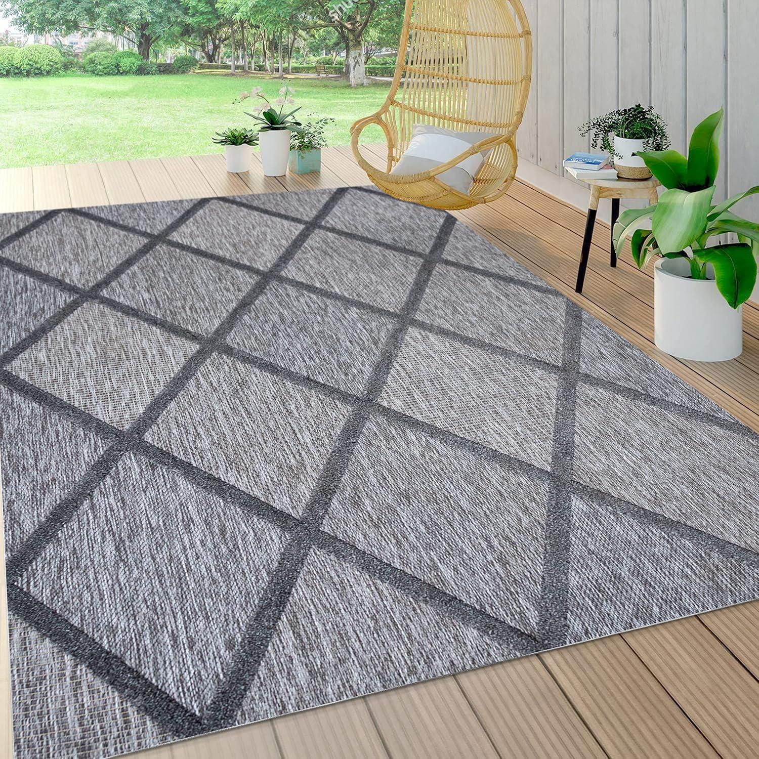 imageJONATHAN Y Diamond Trellis Indoor Outdoor Runner Rug 2X8 Dark Gray Salines for Backyard Patio Porch EasyCleaning High Traffic PetFriendly NonShedding IBZ101A28Dark Gray