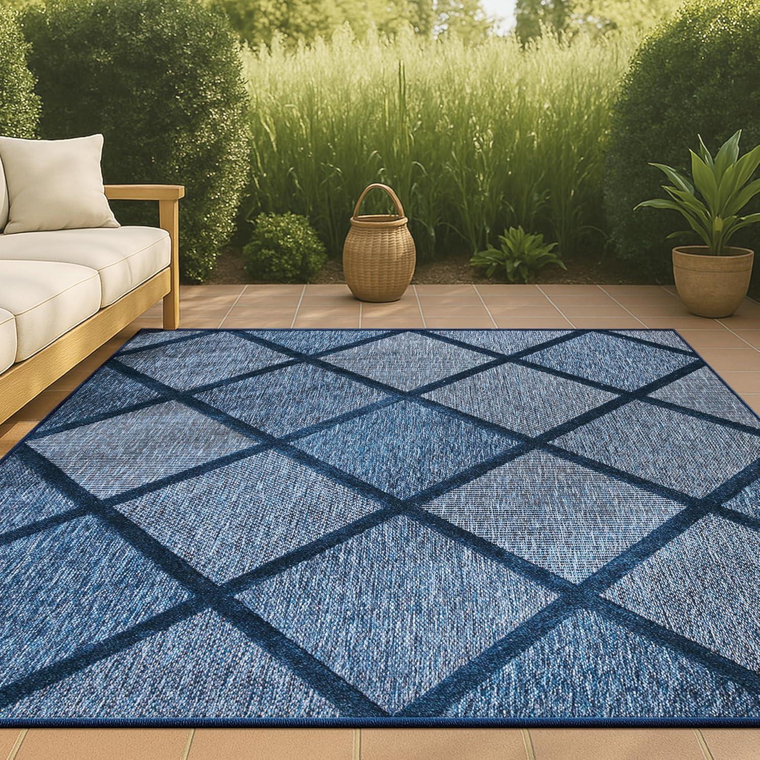 imageJONATHAN Y Diamond Trellis Indoor Outdoor Runner Rug 2X8 Dark Gray Salines for Backyard Patio Porch EasyCleaning High Traffic PetFriendly NonShedding IBZ101A28Navy