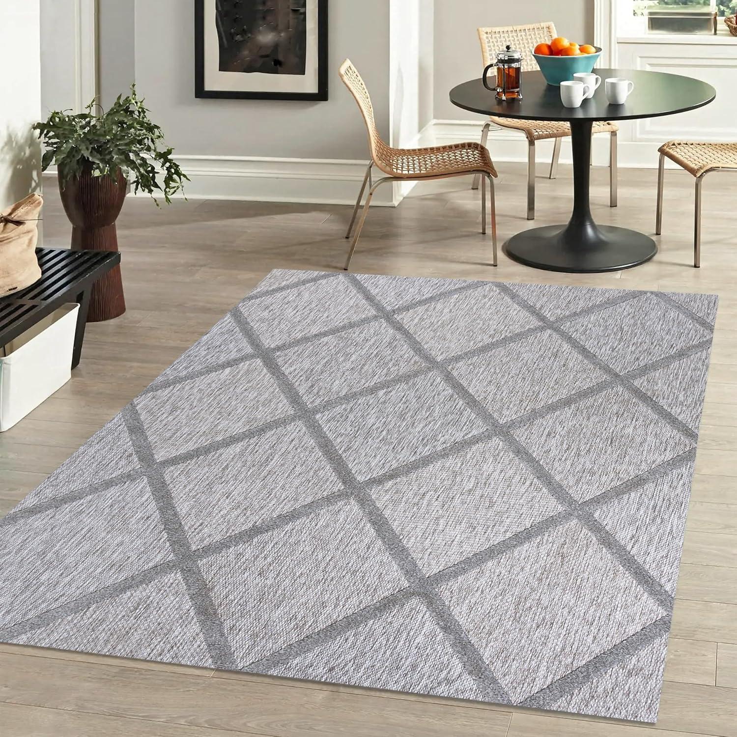 imageJONATHAN Y Diamond Trellis Indoor Outdoor Runner Rug 2X8 Dark Gray Salines for Backyard Patio Porch EasyCleaning High Traffic PetFriendly NonShedding IBZ101A28Light Gray