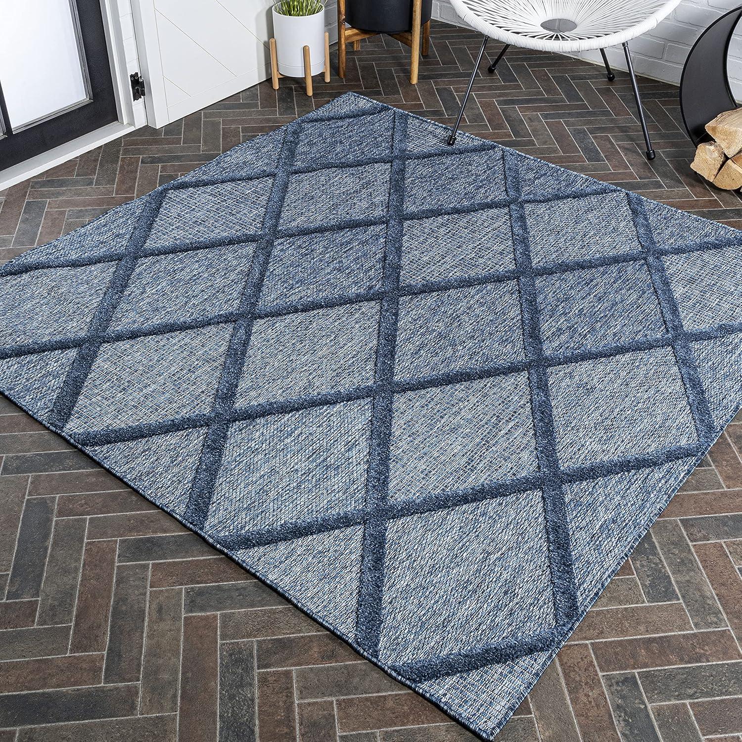 imageJONATHAN Y Diamond Trellis Indoor Outdoor Runner Rug 2X8 Dark Gray Salines for Backyard Patio Porch EasyCleaning High Traffic PetFriendly NonShedding IBZ101A28Navy
