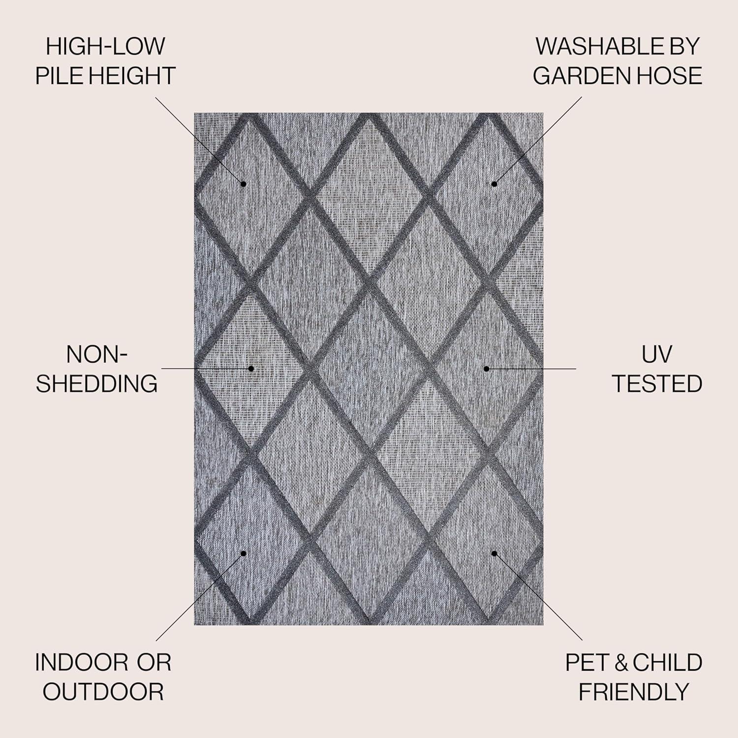 imageJONATHAN Y Diamond Trellis Indoor Outdoor Runner Rug 2X8 Dark Gray Salines for Backyard Patio Porch EasyCleaning High Traffic PetFriendly NonShedding IBZ101A28Dark Gray