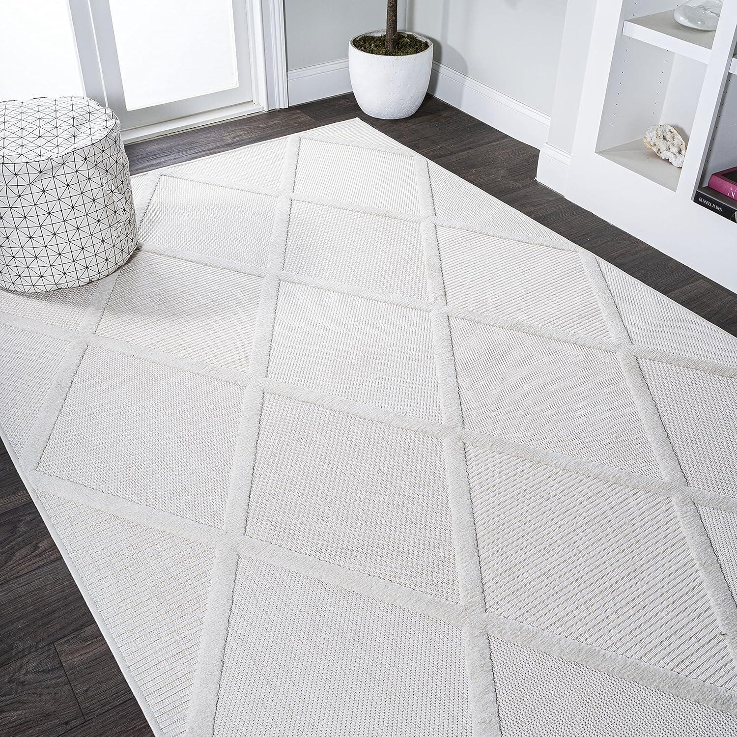 imageJONATHAN Y Diamond Trellis Indoor Outdoor Runner Rug 2X8 Dark Gray Salines for Backyard Patio Porch EasyCleaning High Traffic PetFriendly NonShedding IBZ101A28Ivory