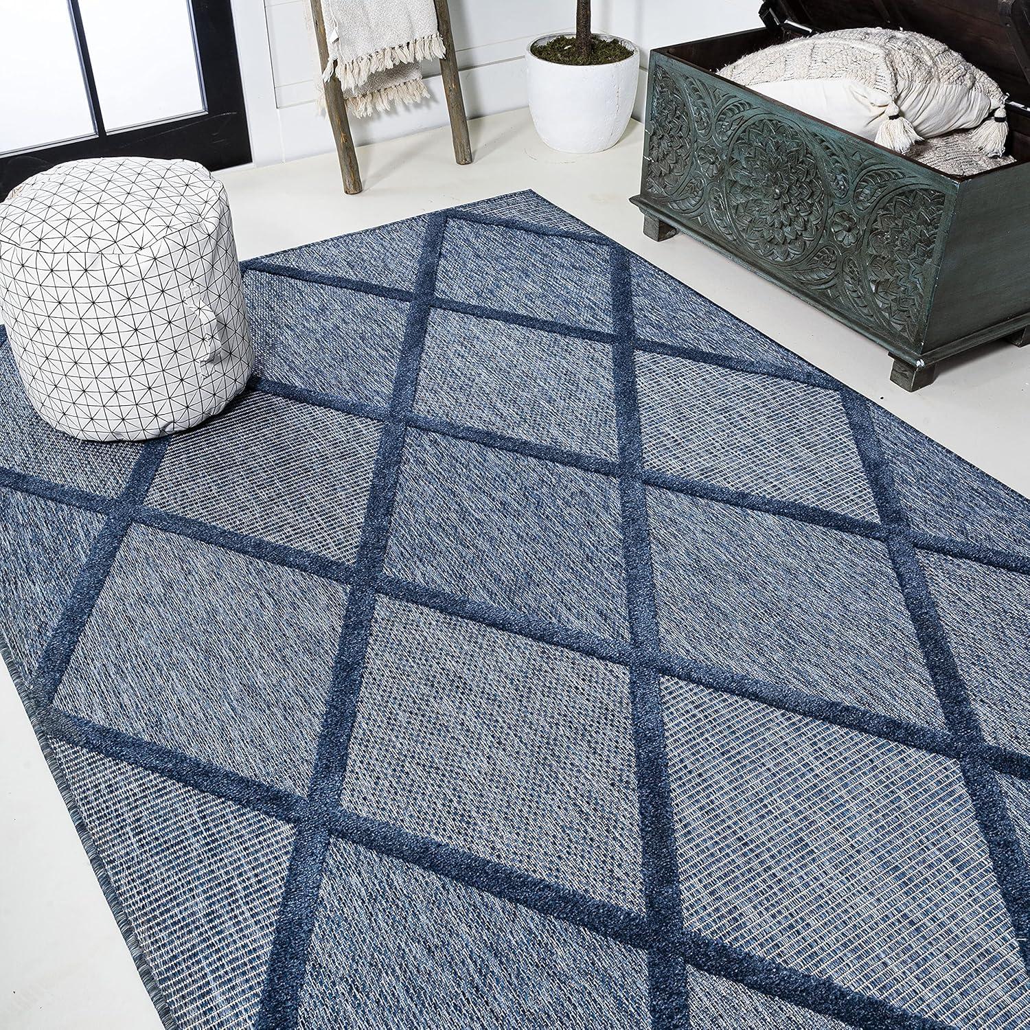 imageJONATHAN Y Diamond Trellis Indoor Outdoor Runner Rug 2X8 Dark Gray Salines for Backyard Patio Porch EasyCleaning High Traffic PetFriendly NonShedding IBZ101A28Navy