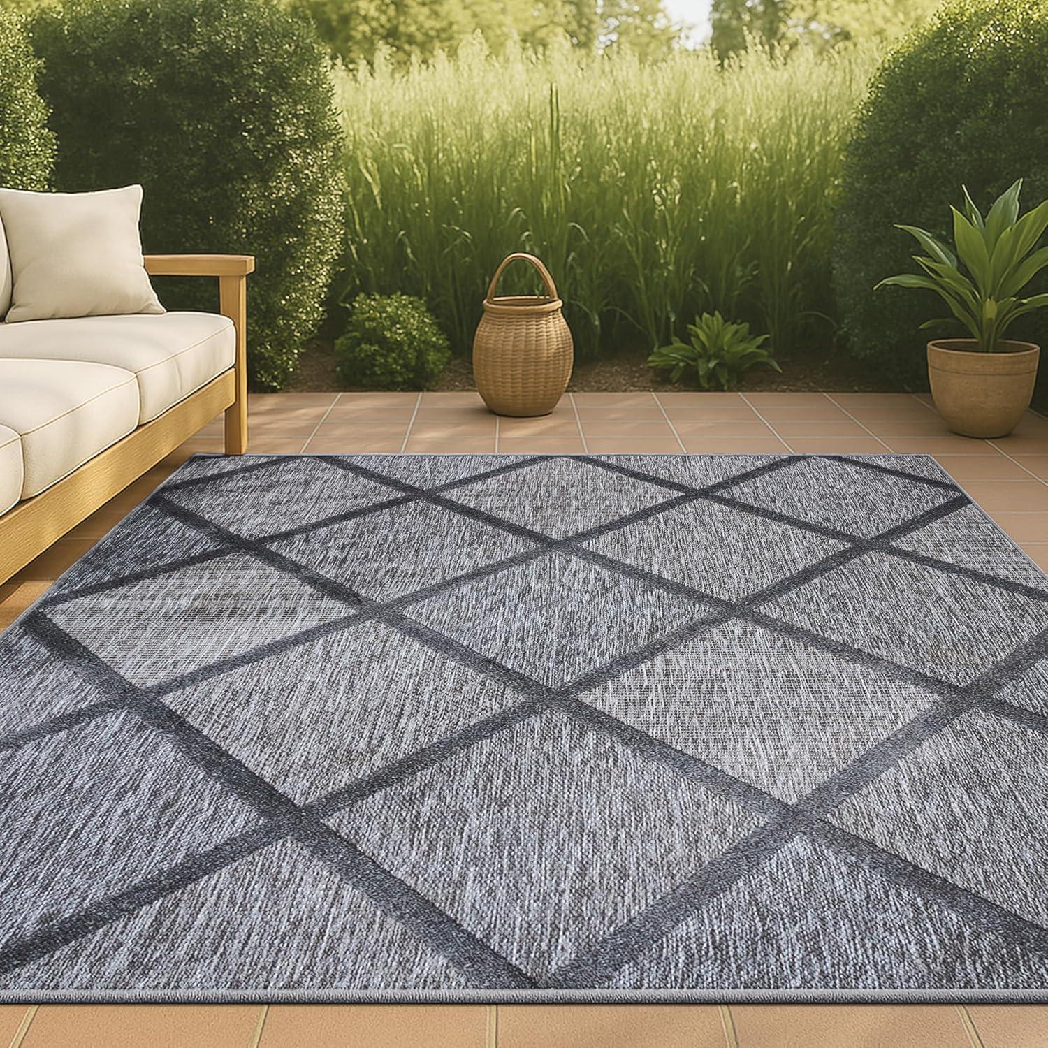 imageJONATHAN Y Diamond Trellis Indoor Outdoor Runner Rug 2X8 Dark Gray Salines for Backyard Patio Porch EasyCleaning High Traffic PetFriendly NonShedding IBZ101A28Dark Gray