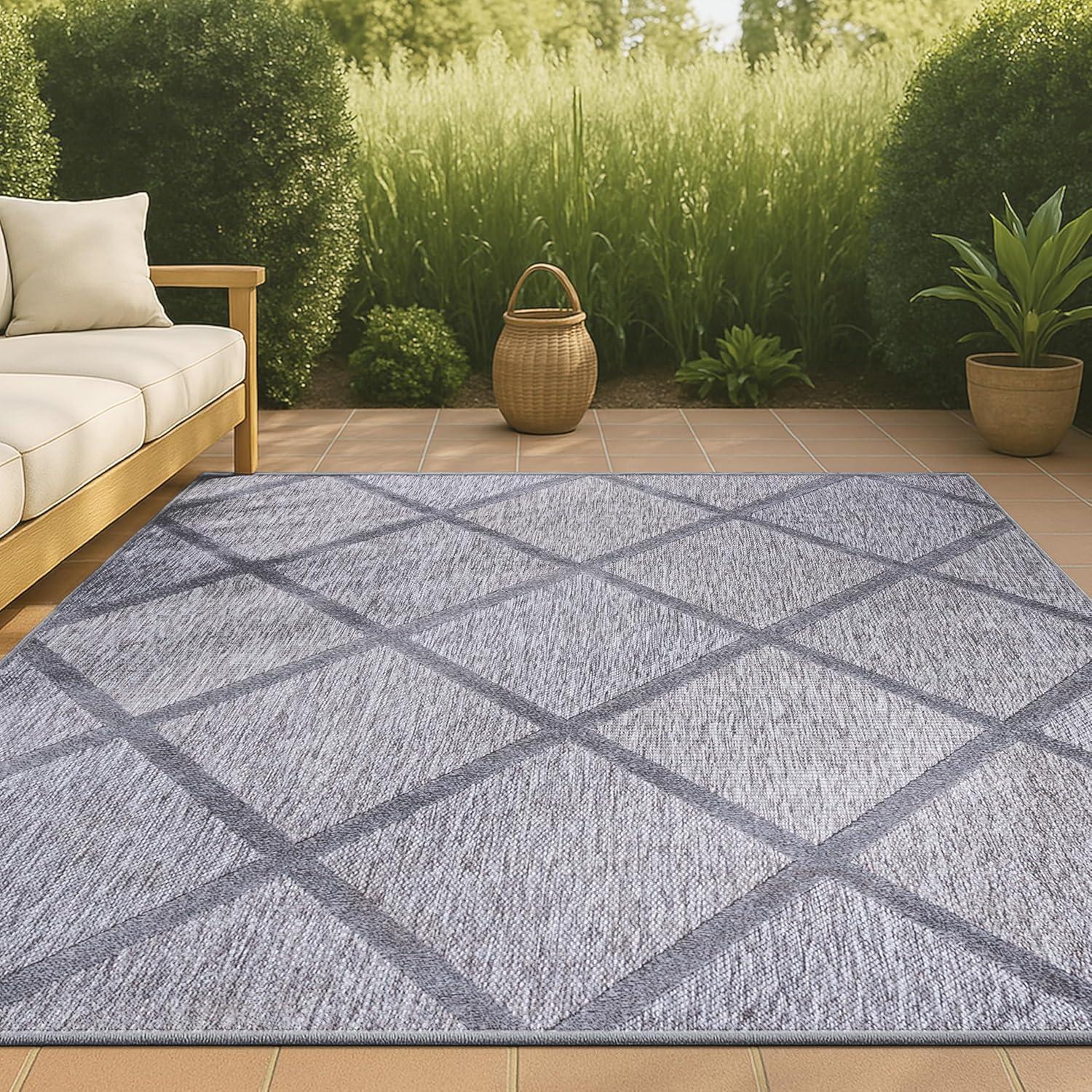 imageJONATHAN Y Diamond Trellis Indoor Outdoor Runner Rug 2X8 Dark Gray Salines for Backyard Patio Porch EasyCleaning High Traffic PetFriendly NonShedding IBZ101A28Light Gray