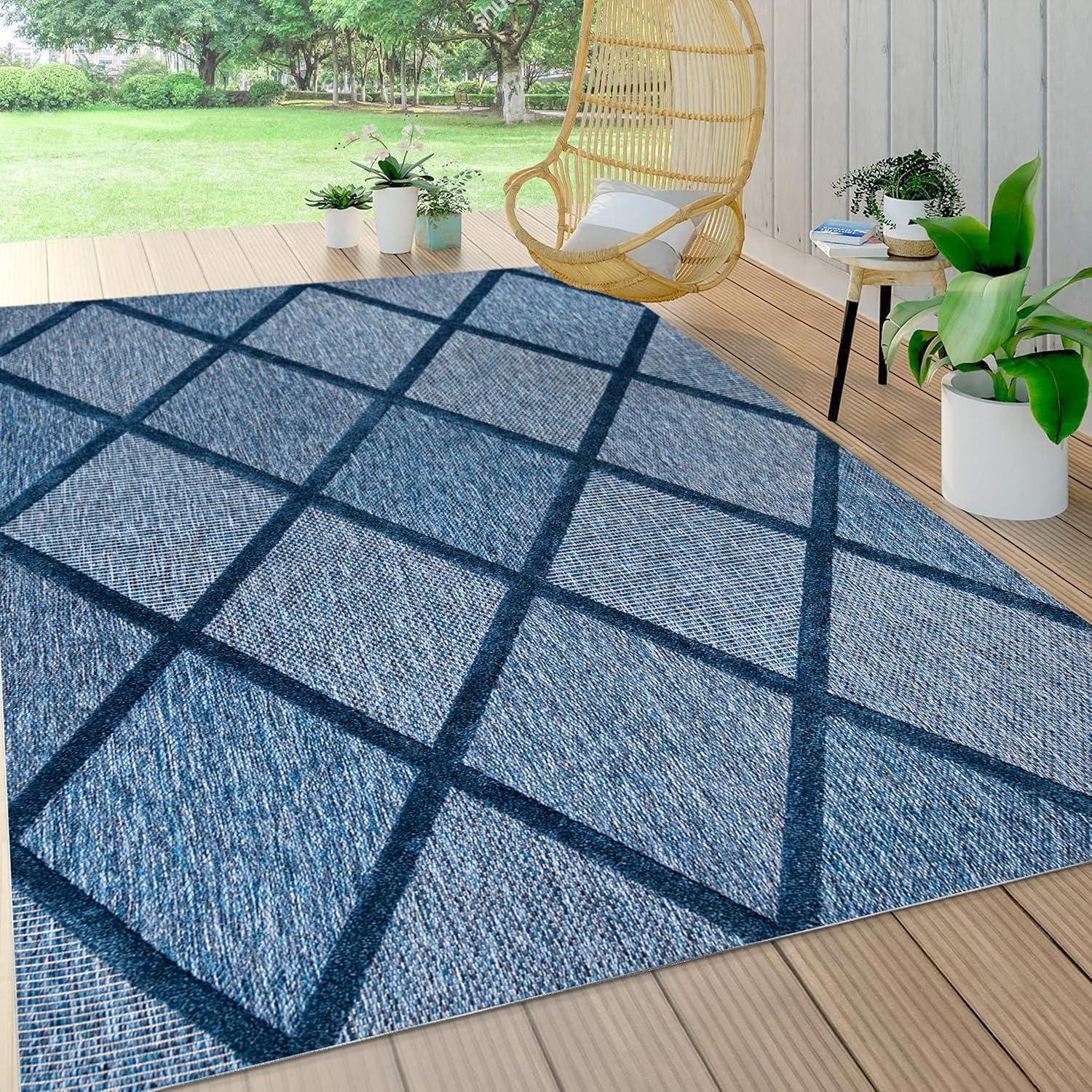 imageJONATHAN Y Diamond Trellis Indoor Outdoor Runner Rug 2X8 Dark Gray Salines for Backyard Patio Porch EasyCleaning High Traffic PetFriendly NonShedding IBZ101A28Navy