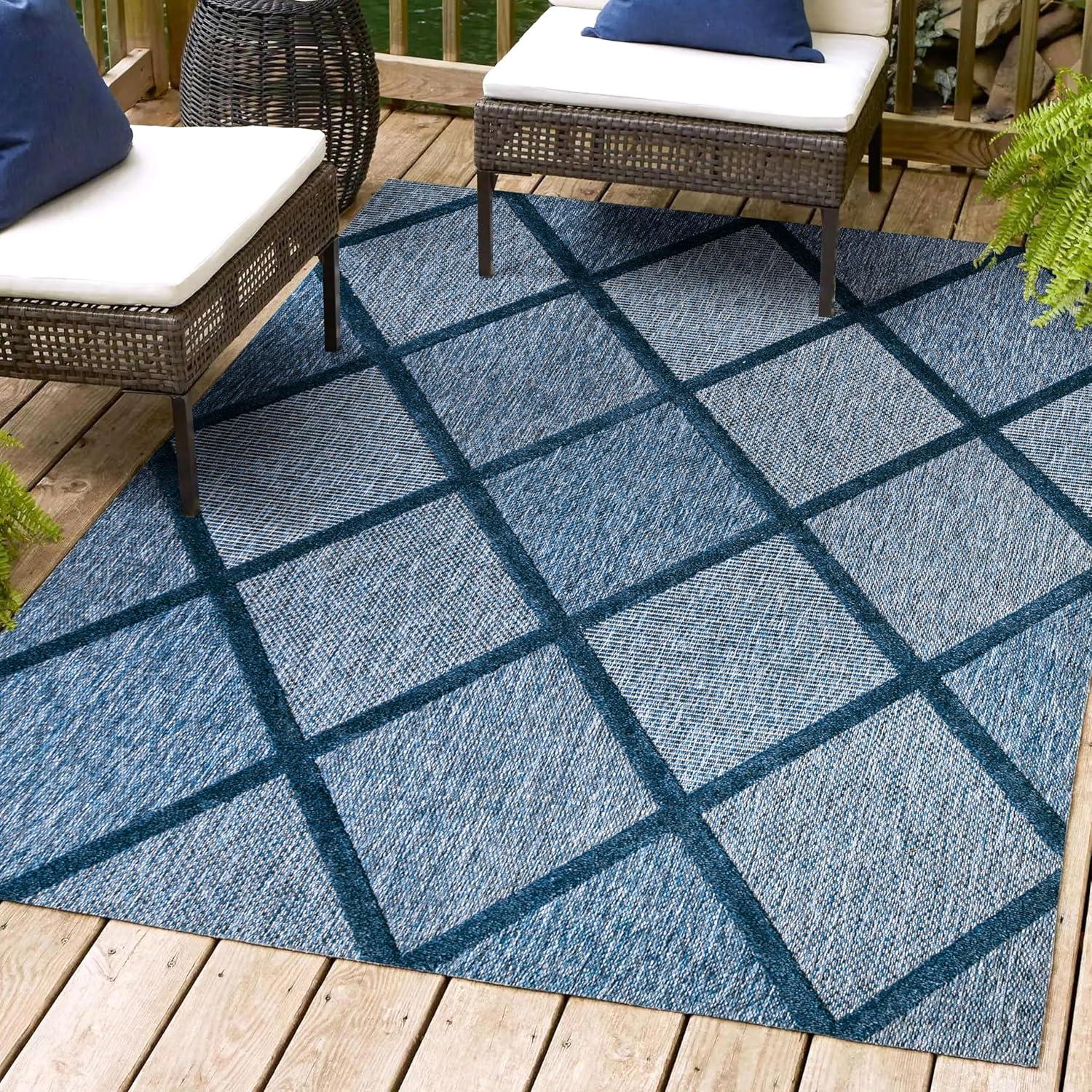 imageJONATHAN Y Diamond Trellis Indoor Outdoor Runner Rug 2X8 Dark Gray Salines for Backyard Patio Porch EasyCleaning High Traffic PetFriendly NonShedding IBZ101A28Navy
