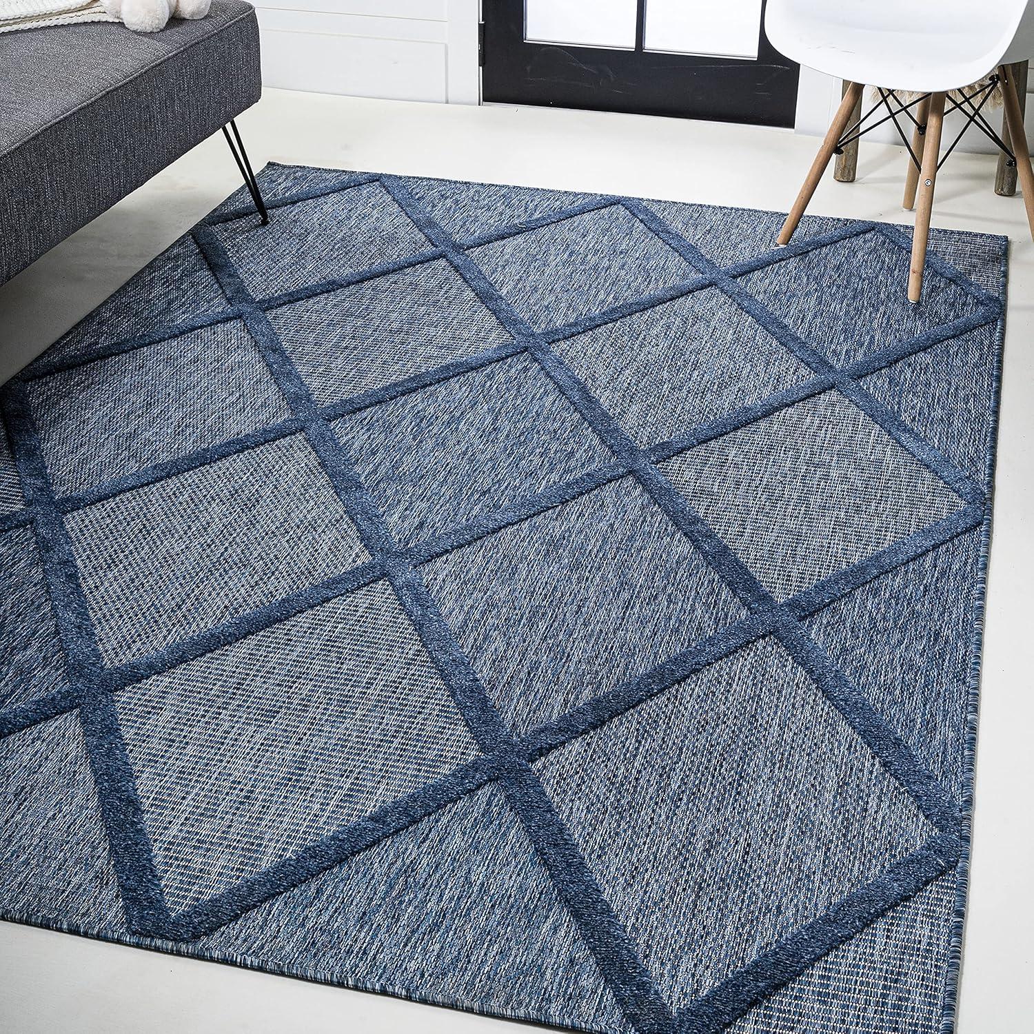 imageJONATHAN Y Diamond Trellis Indoor Outdoor Runner Rug 2X8 Dark Gray Salines for Backyard Patio Porch EasyCleaning High Traffic PetFriendly NonShedding IBZ101A28Navy