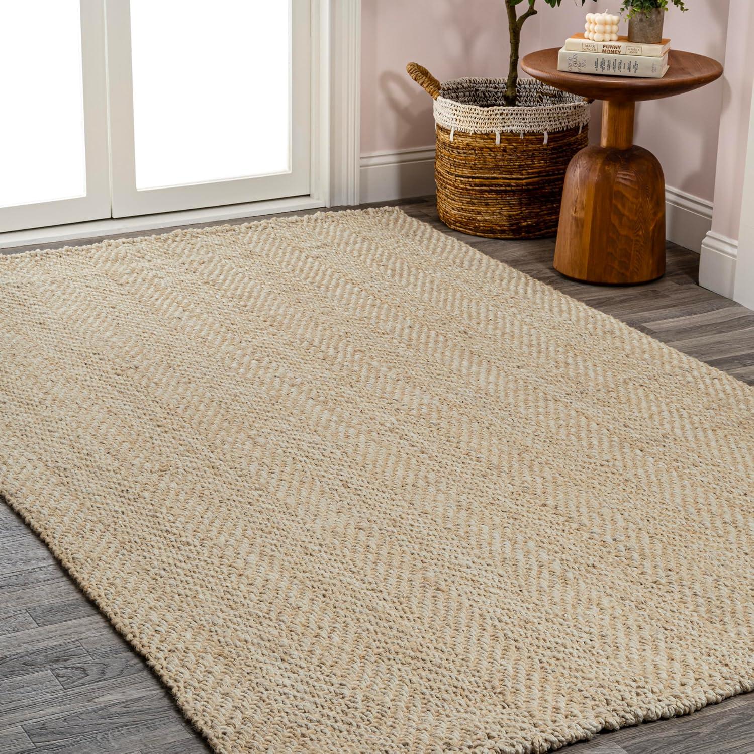 imageJONATHAN Y Espina Hand Woven Herringbone Chunky Jute Natural Runner Rug 2x8 Bohemian Cottage EasyCleaning for Living Room Bedroom Kitchen Pet Friendly NonShedding NFR101A28Ivory