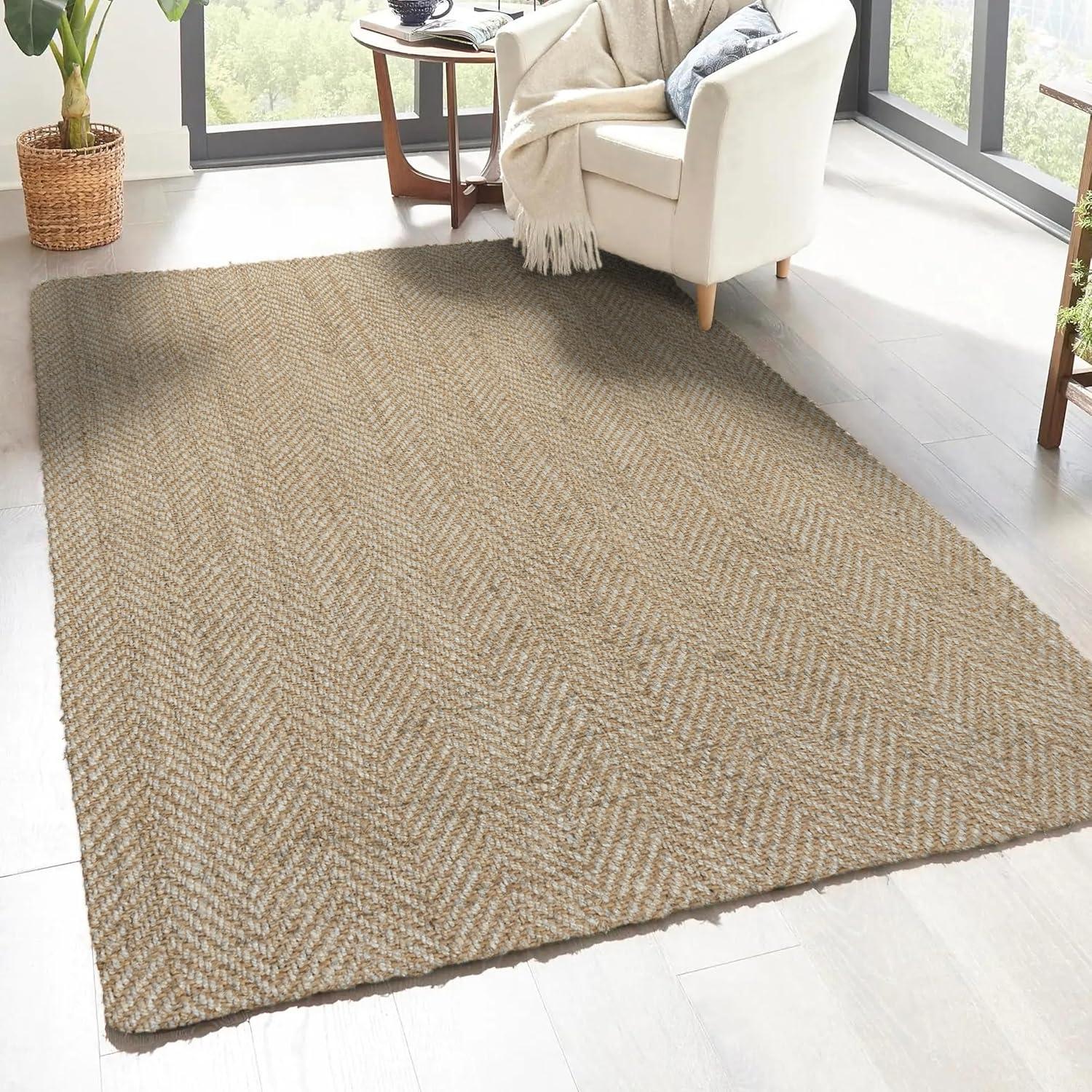 imageJONATHAN Y Espina Hand Woven Herringbone Chunky Jute Natural Runner Rug 2x8 Bohemian Cottage EasyCleaning for Living Room Bedroom Kitchen Pet Friendly NonShedding NFR101A28Ivory