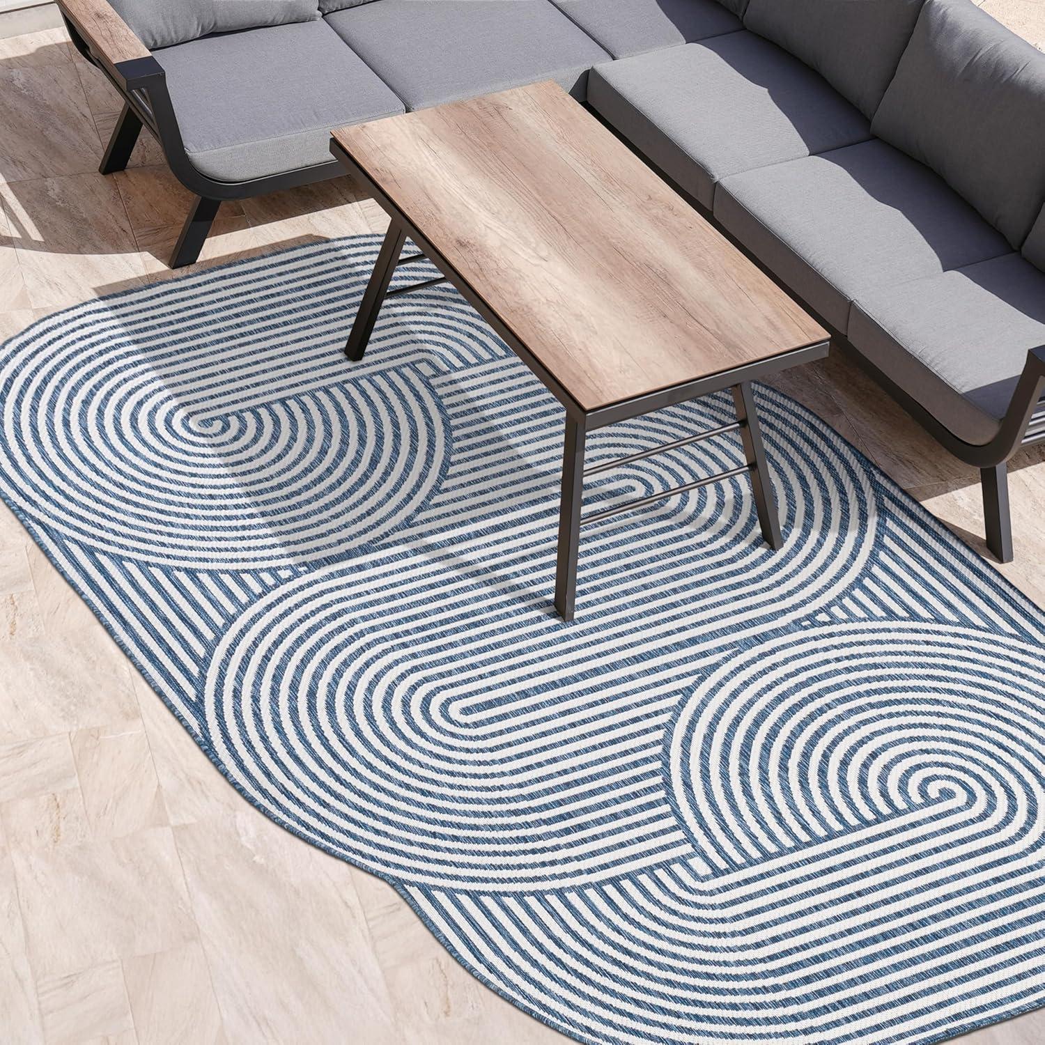 imageJONATHAN Y Geometric Arch Stripe Indoor Outdoor Area Rug 8X10 CreamNavy Margot Modern for Backyard Patio Porch EasyCleaning High Traffic PetFriendly NonShedding SHP201C8CreamNavy