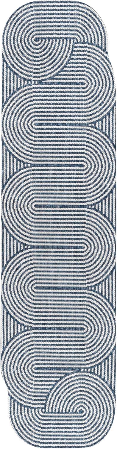imageJONATHAN Y Geometric Arch Stripe Indoor Outdoor Area Rug 8X10 CreamNavy Margot Modern for Backyard Patio Porch EasyCleaning High Traffic PetFriendly NonShedding SHP201C8CreamNavy