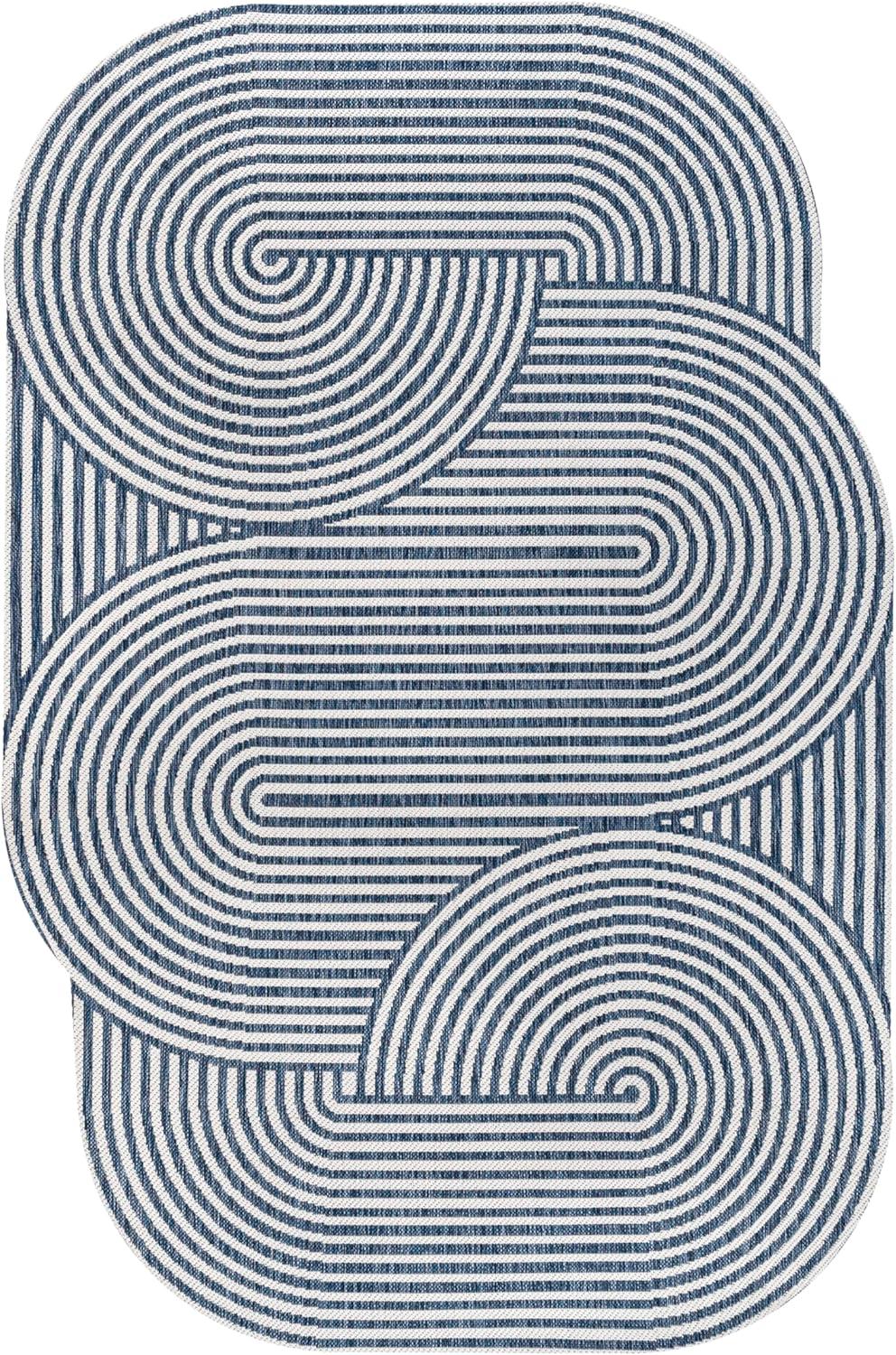 imageJONATHAN Y Geometric Arch Stripe Indoor Outdoor Area Rug 8X10 CreamNavy Margot Modern for Backyard Patio Porch EasyCleaning High Traffic PetFriendly NonShedding SHP201C8CreamNavy