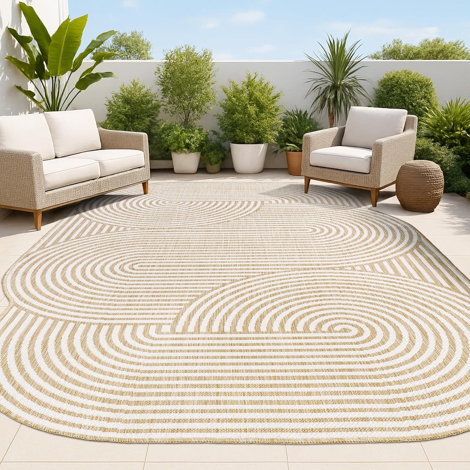 imageJONATHAN Y Geometric Arch Stripe Indoor Outdoor Area Rug 8X10 CreamNavy Margot Modern for Backyard Patio Porch EasyCleaning High Traffic PetFriendly NonShedding SHP201C8CreamNatural
